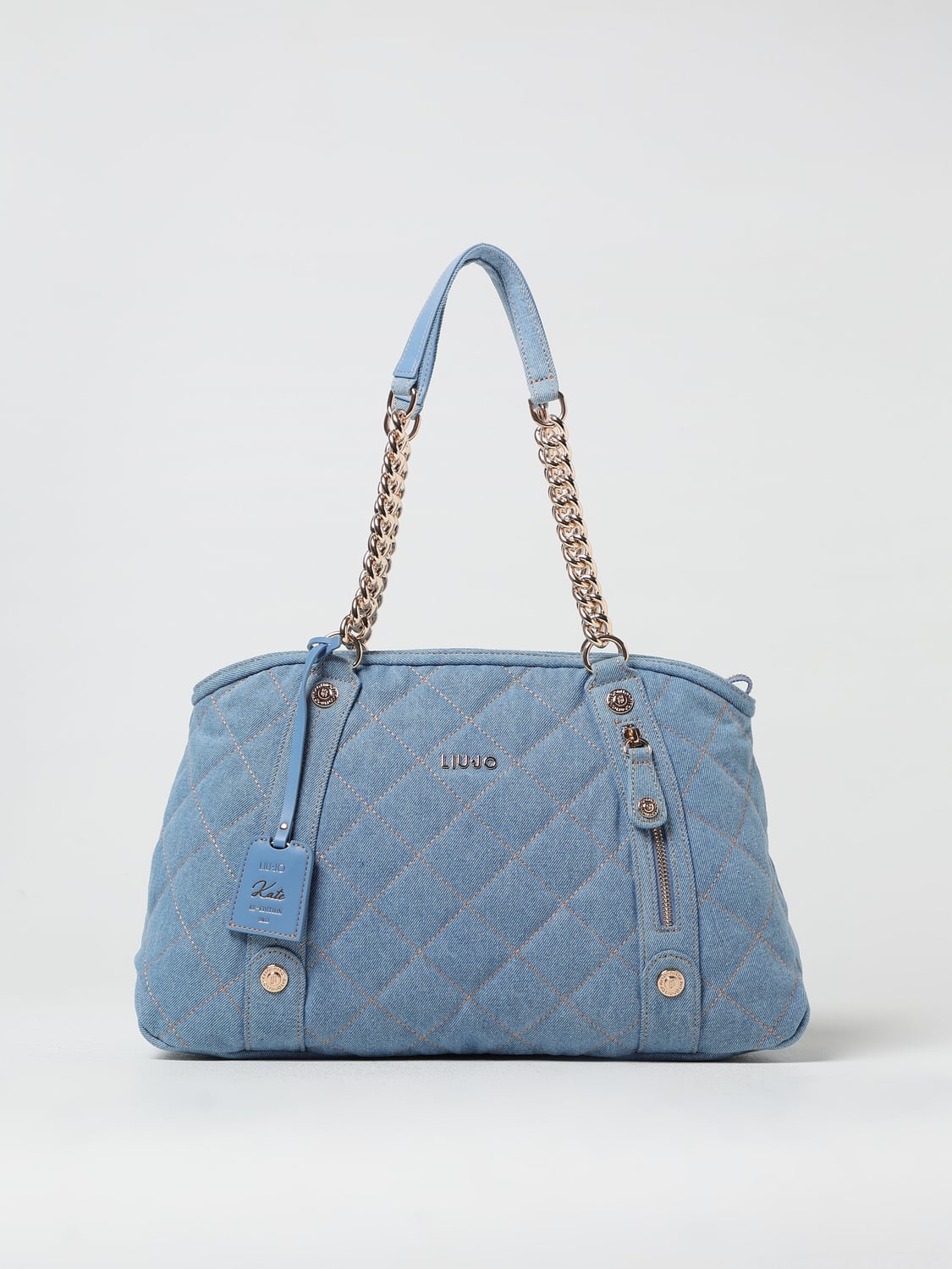 LIU JO BORSA A SPALLA: Borsa Liu Jo in denim trapuntato , Blue - Img 1