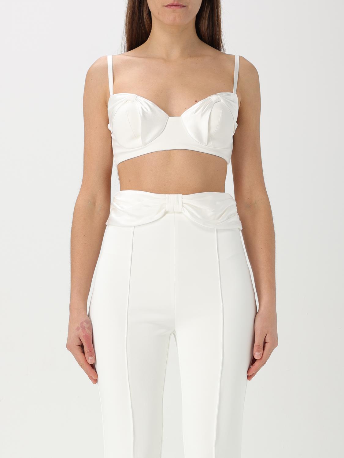 ELISABETTA FRANCHI TOP: Top cropped Elisabetta Franchi in viscosa , Avorio - Img 1