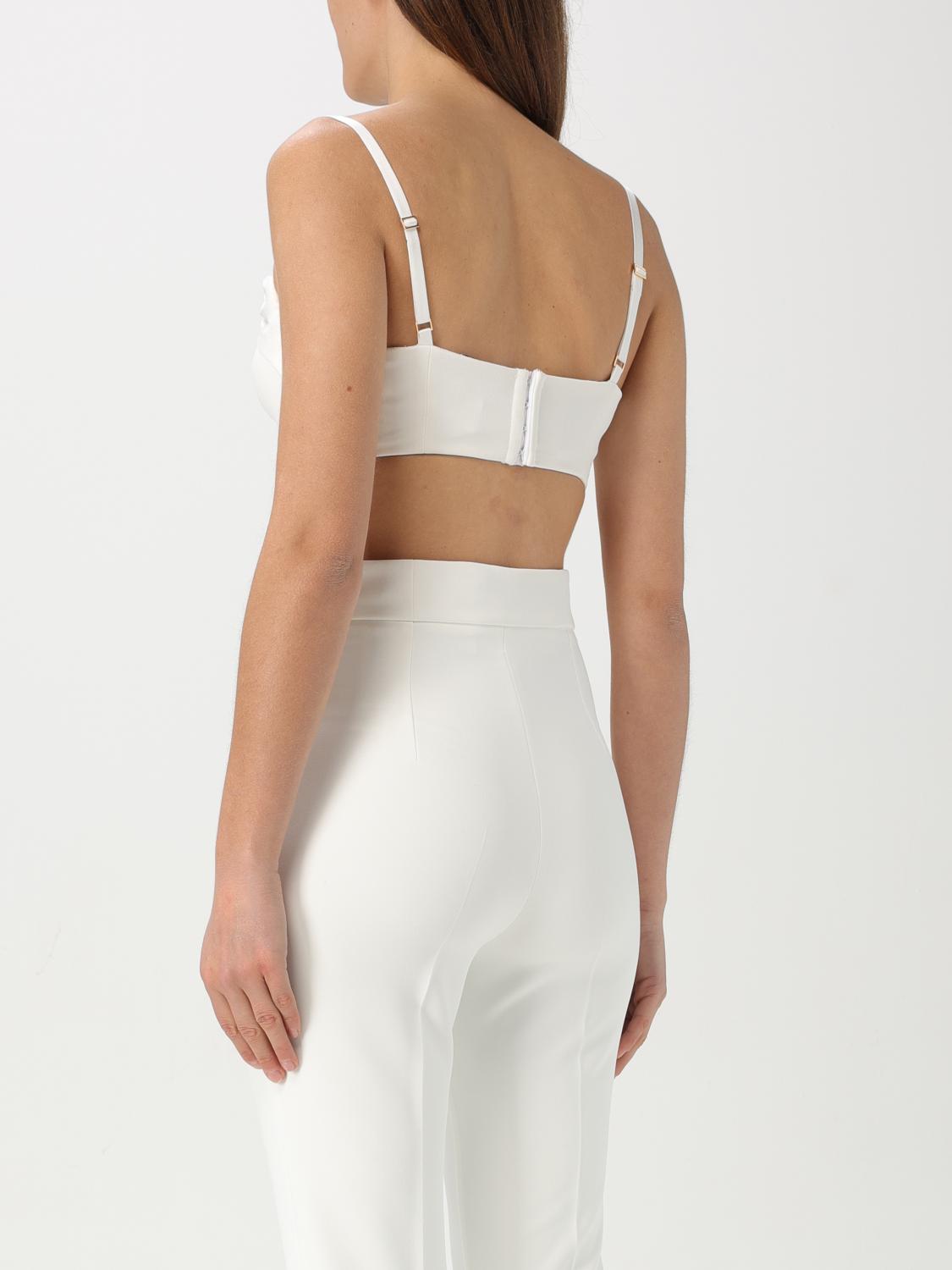 ELISABETTA FRANCHI TOP: Top cropped Elisabetta Franchi in viscosa , Avorio - Img 3