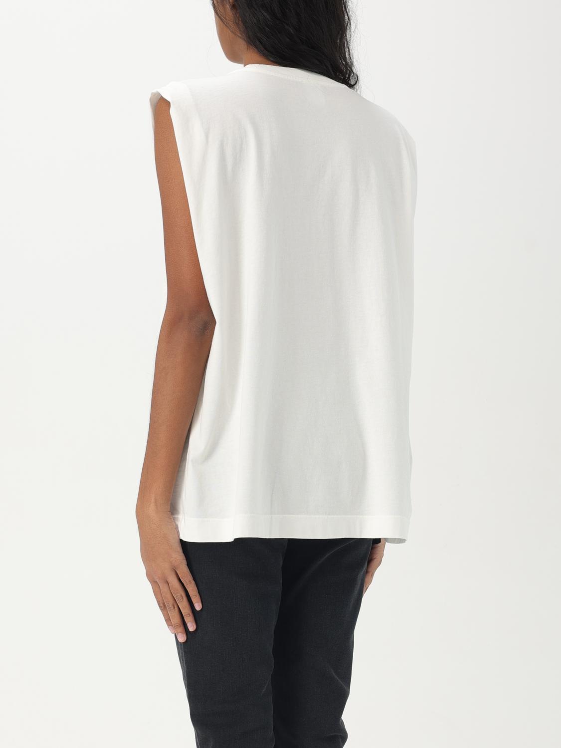 PINKO T-SHIRTS: T-shirt smanicata in cotone con logo Pinko, Bianco - Img 2