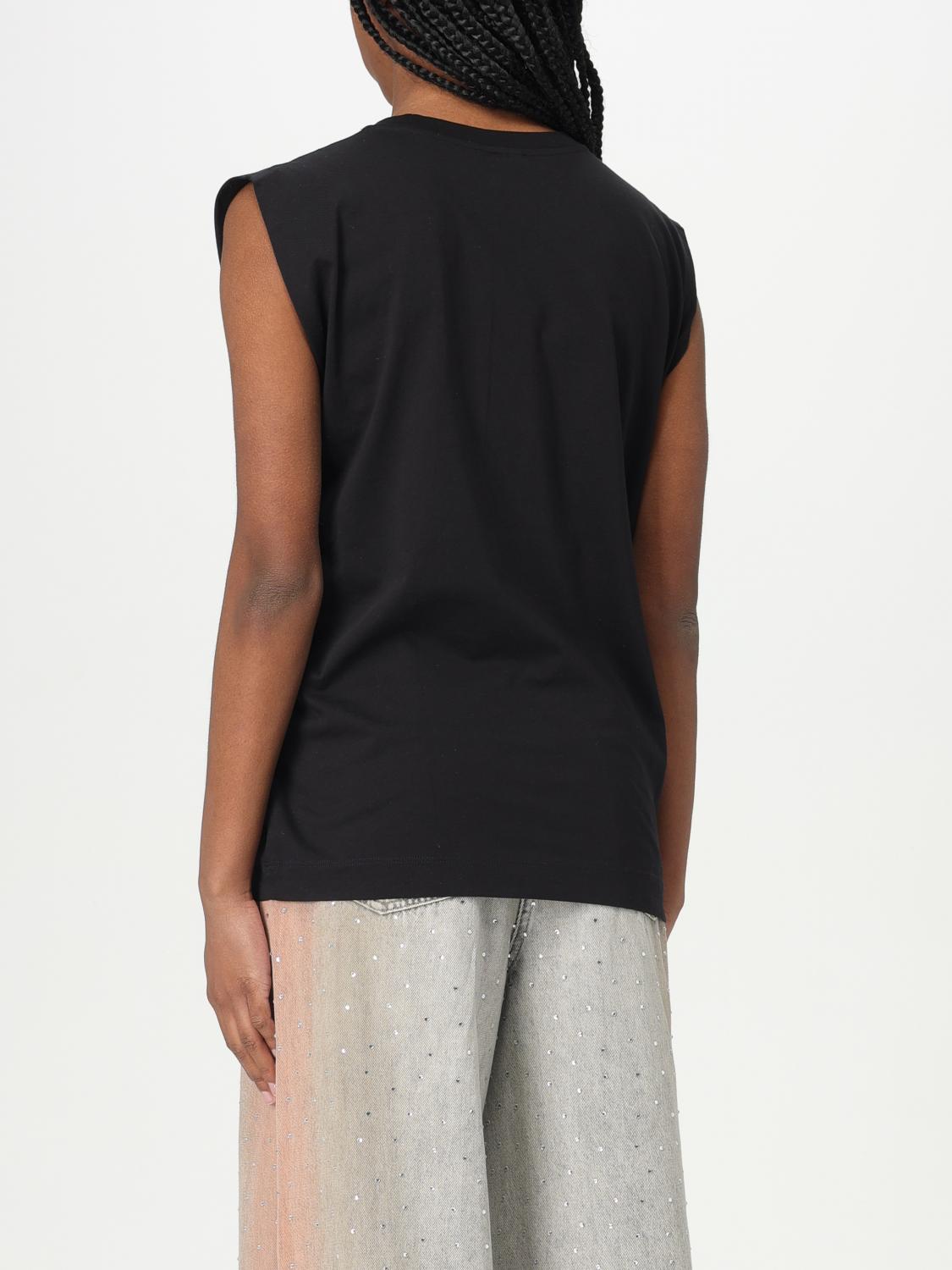PINKO T-SHIRTS: T-shirt smanicata in cotone con logo Pinko, Nero - Img 2