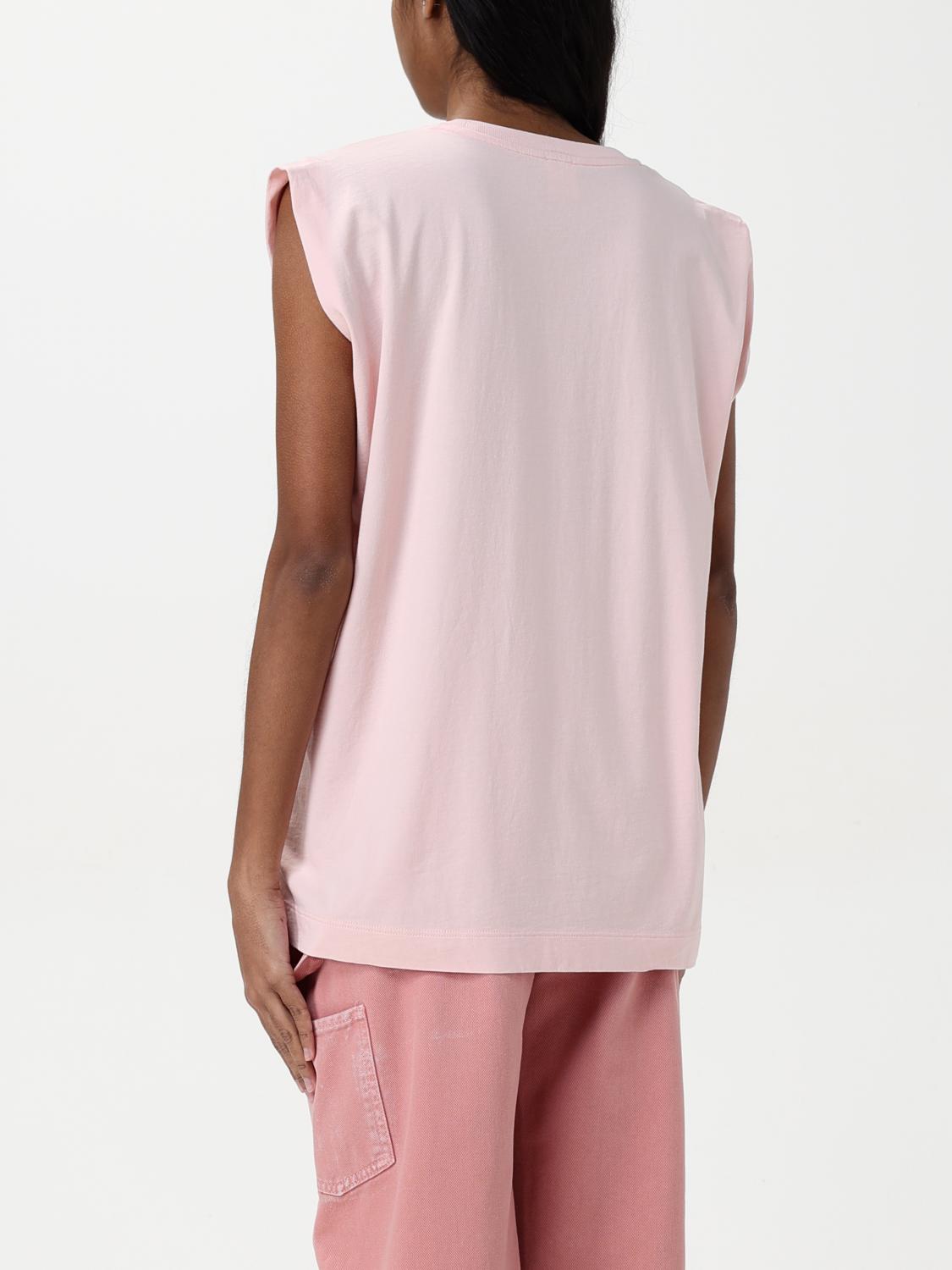 PINKO T-SHIRT: Pinko sleeveless cotton t-shirt with logo, Coral - Img 2