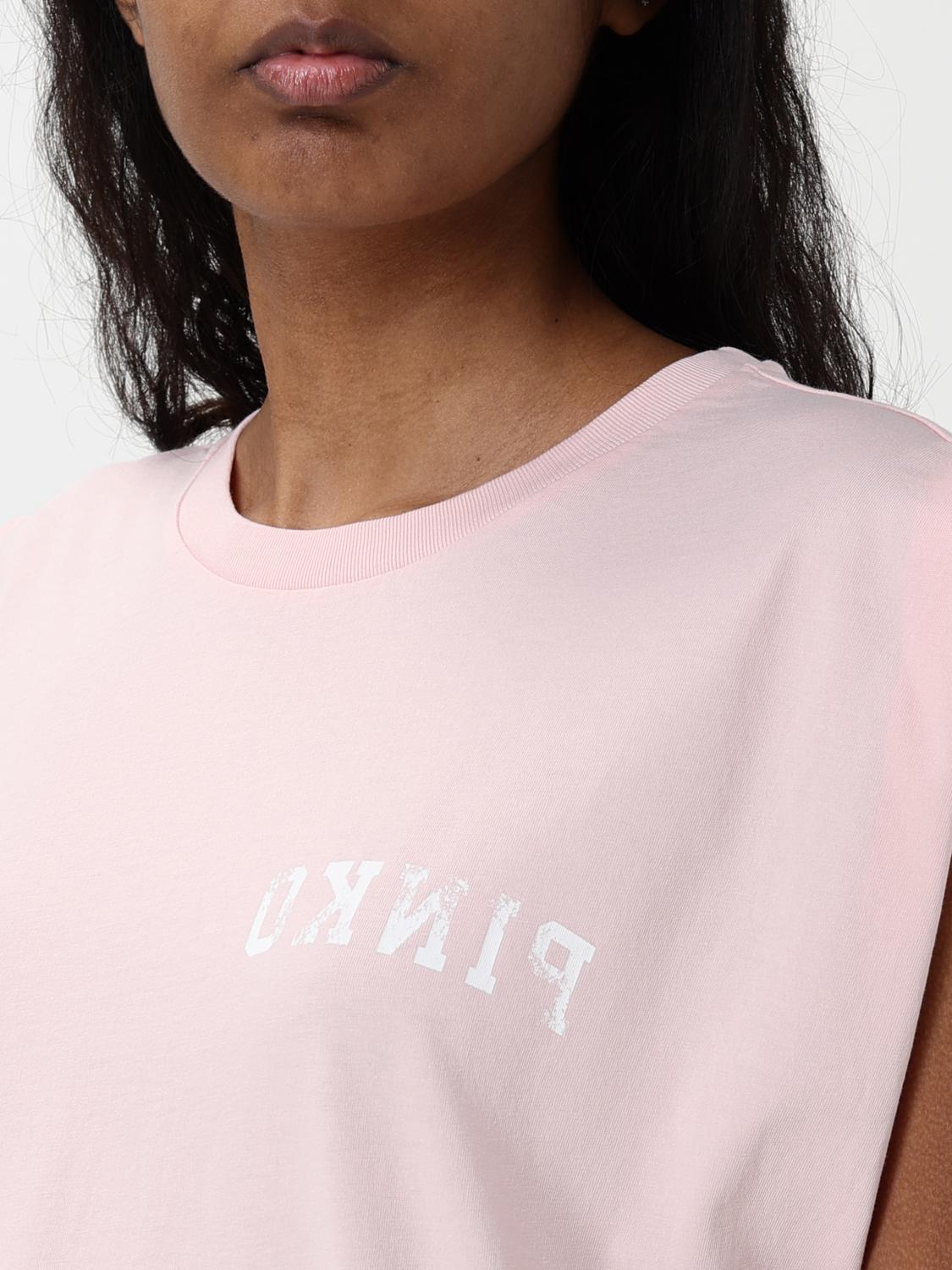 PINKO T-SHIRT: Pinko sleeveless cotton t-shirt with logo, Coral - Img 3