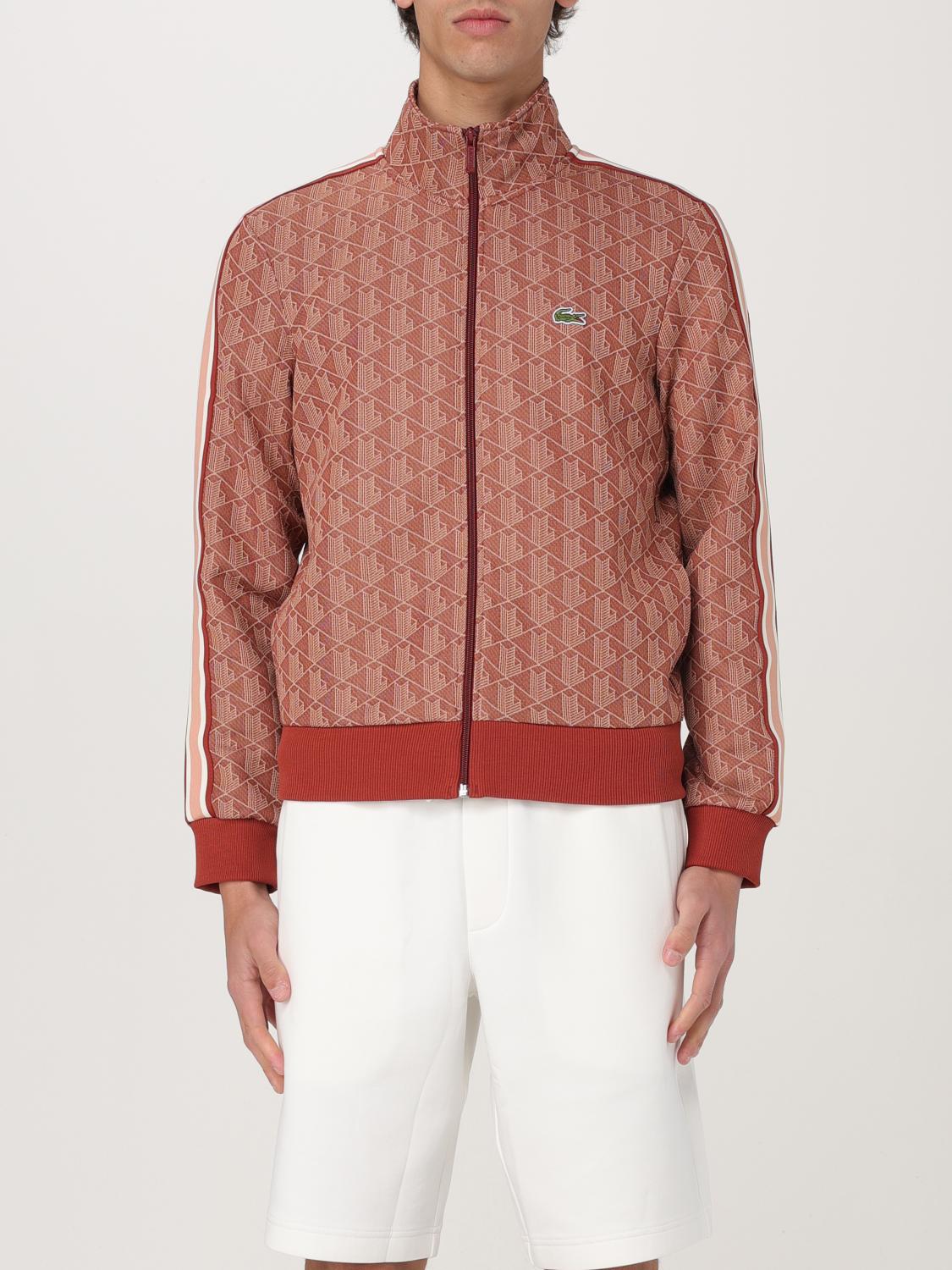 LACOSTE FELPA: Felpa a collo alto con zip Lacoste in cotone, Marrone - Img 1