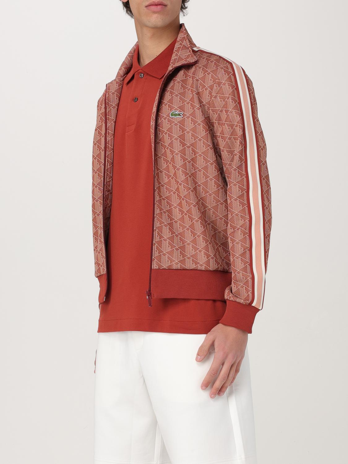 LACOSTE FELPA: Felpa a collo alto con zip Lacoste in cotone, Marrone - Img 3