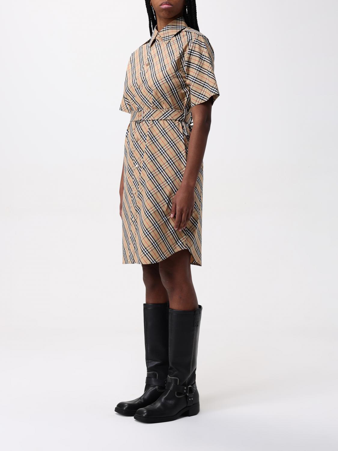 BURBERRY ABITO: Abito chemisier Burberry in cotone Vintage Check , Sabbia - Img 3