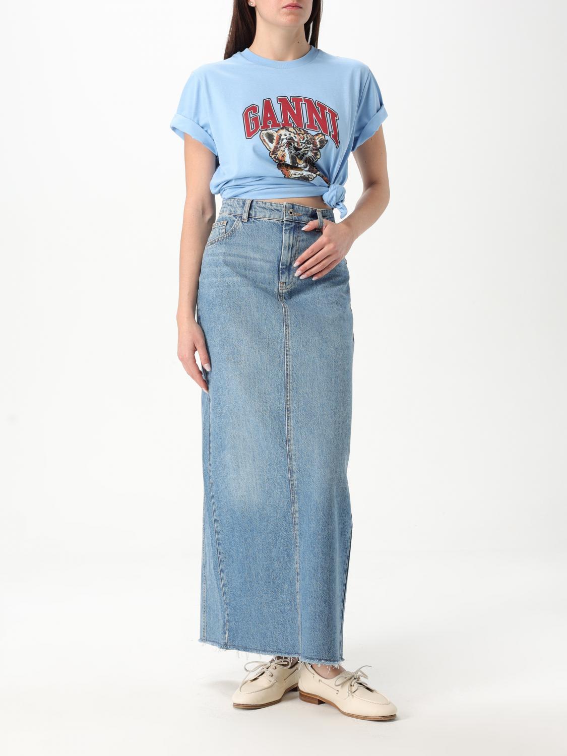 GANNI T-SHIRTS: T-shirt in cotone con stampa grafica Ganni, Nero - Img 2