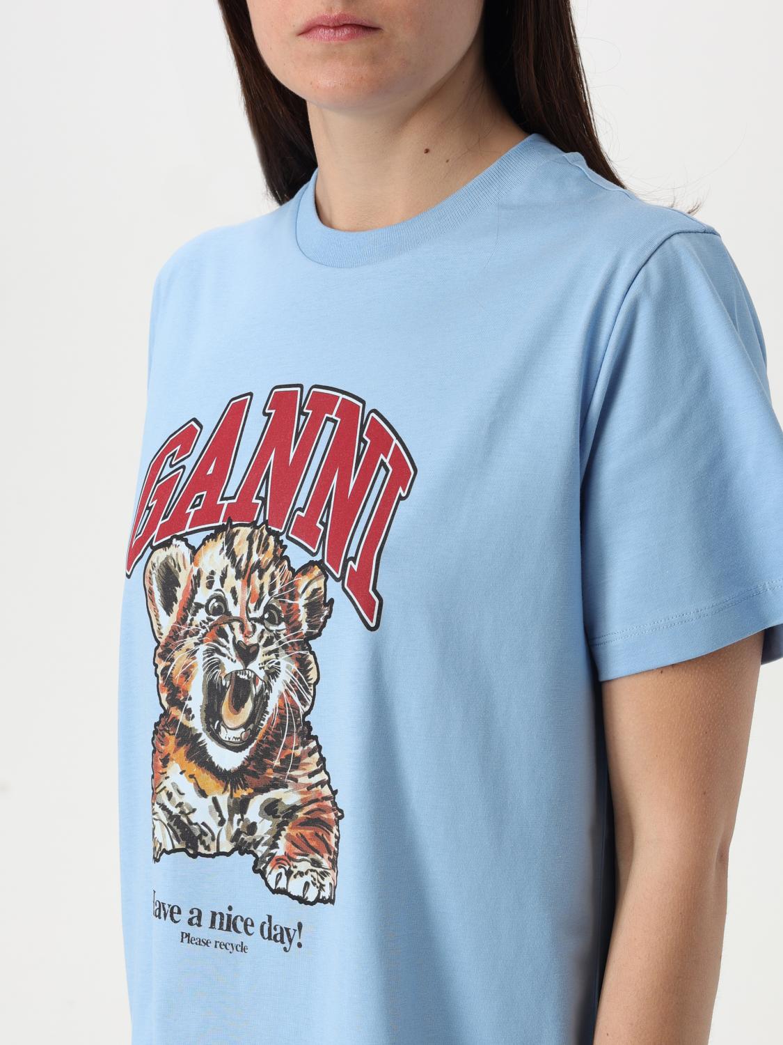 GANNI T-SHIRTS: T-shirt in cotone con stampa grafica Ganni, Nero - Img 4
