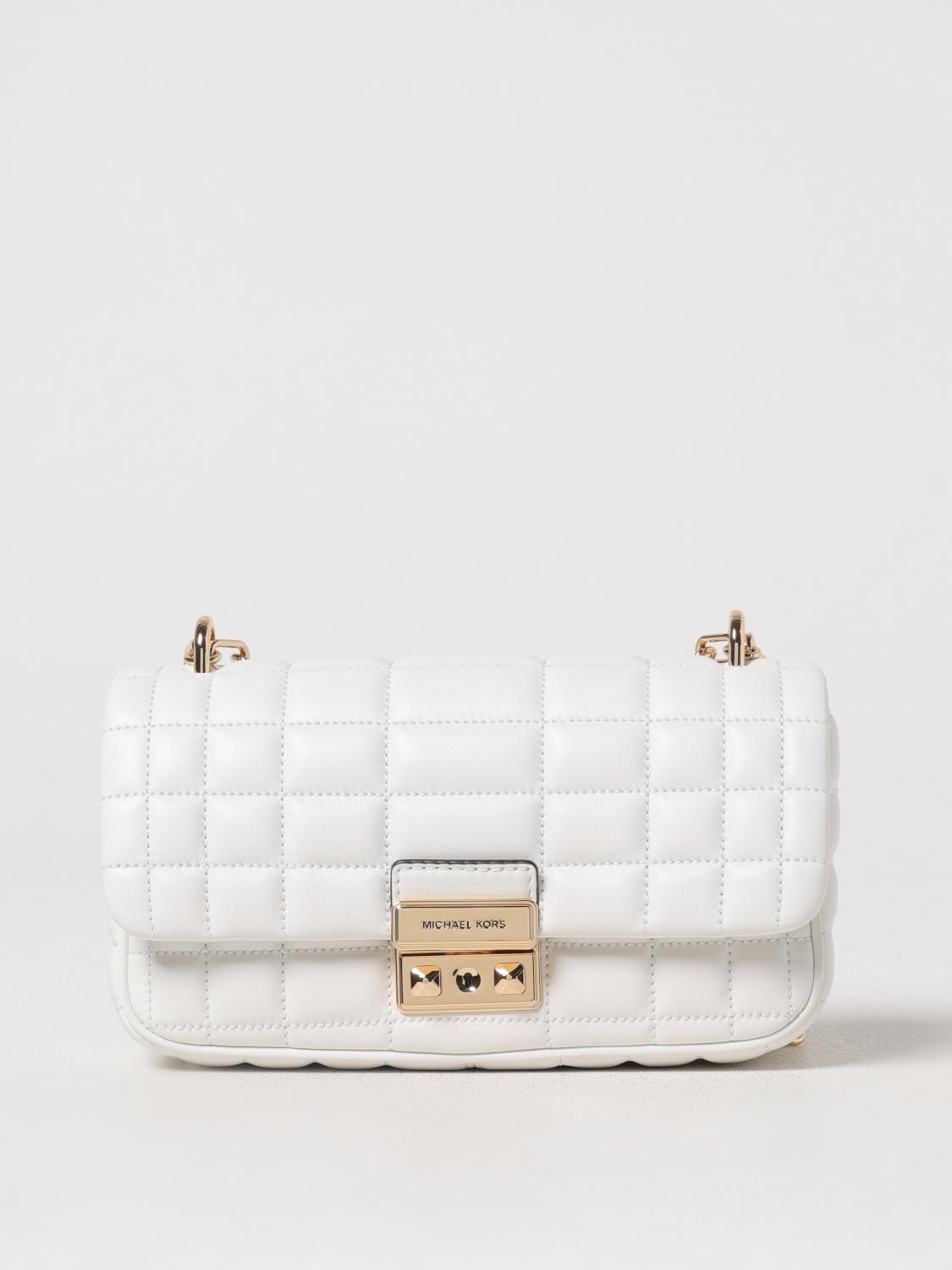 MICHAEL KORS BORSA MINI: Borsa Tribecca Michael Kors in pelle matelassè, Bianco - Img 1