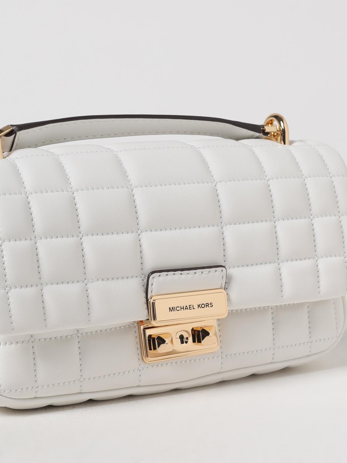 MICHAEL KORS BORSA MINI: Borsa Tribecca Michael Kors in pelle matelassè, Bianco - Img 3