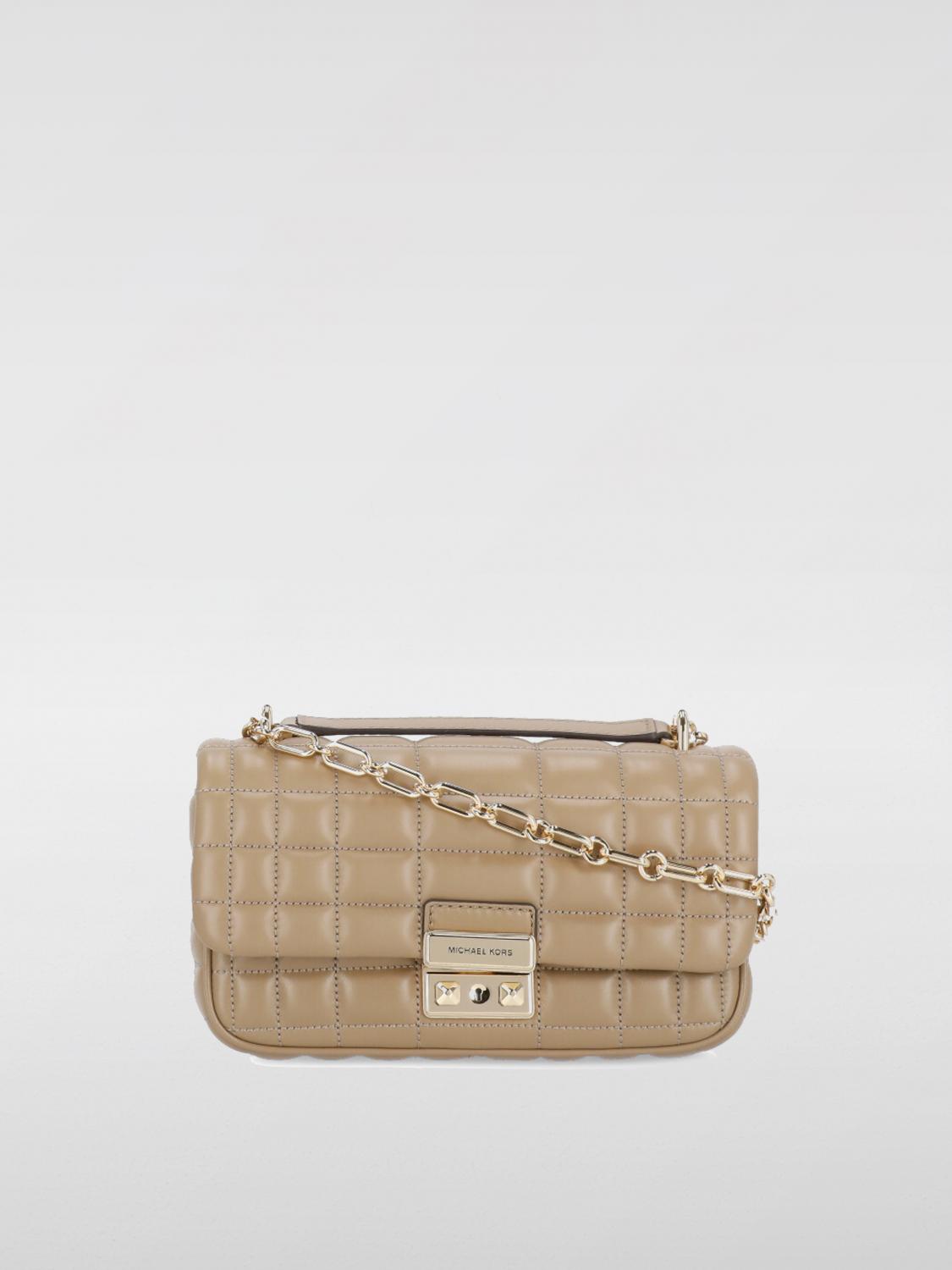 MICHAEL KORS BORSA MINI: Borsa Tribecca Michael Kors in pelle matelassè, Marrone - Img 1