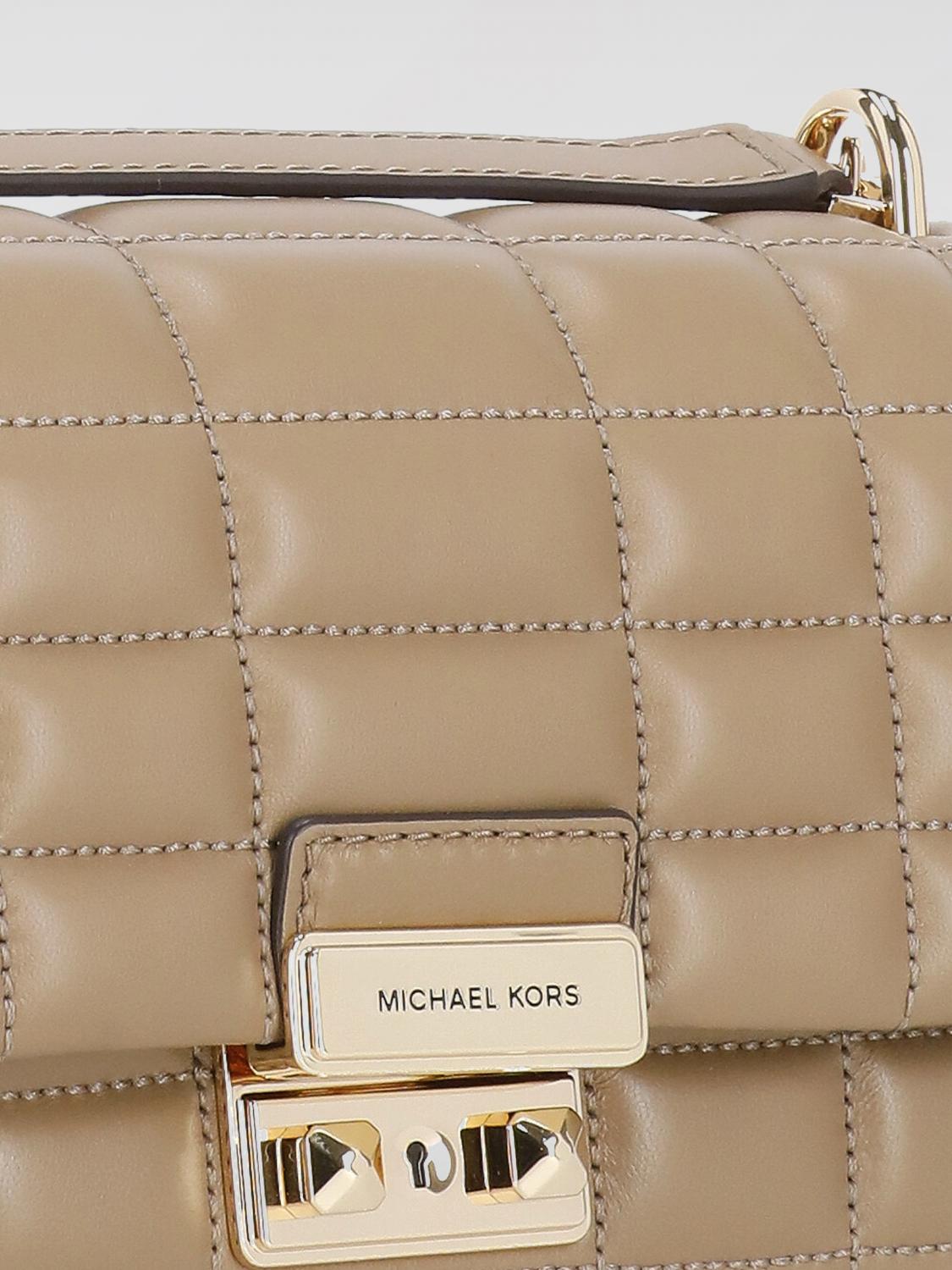 MICHAEL KORS BORSA MINI: Borsa Tribecca Michael Kors in pelle matelassè, Marrone - Img 4