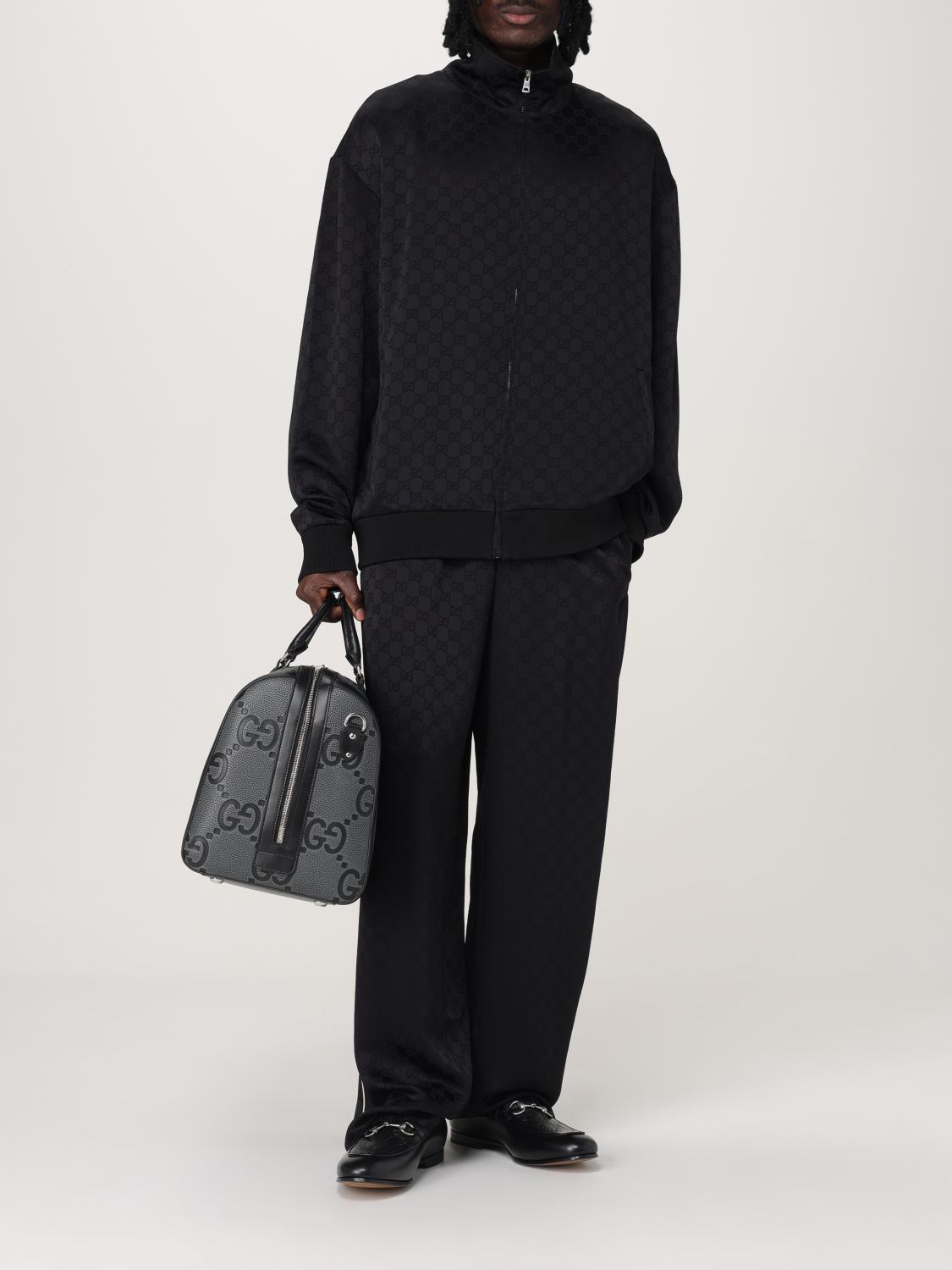GUCCI VALIGIA: Borsa da viaggio Jumbo GG Gucci in pelle a grana con monogram goffrato , Nero - Img 2