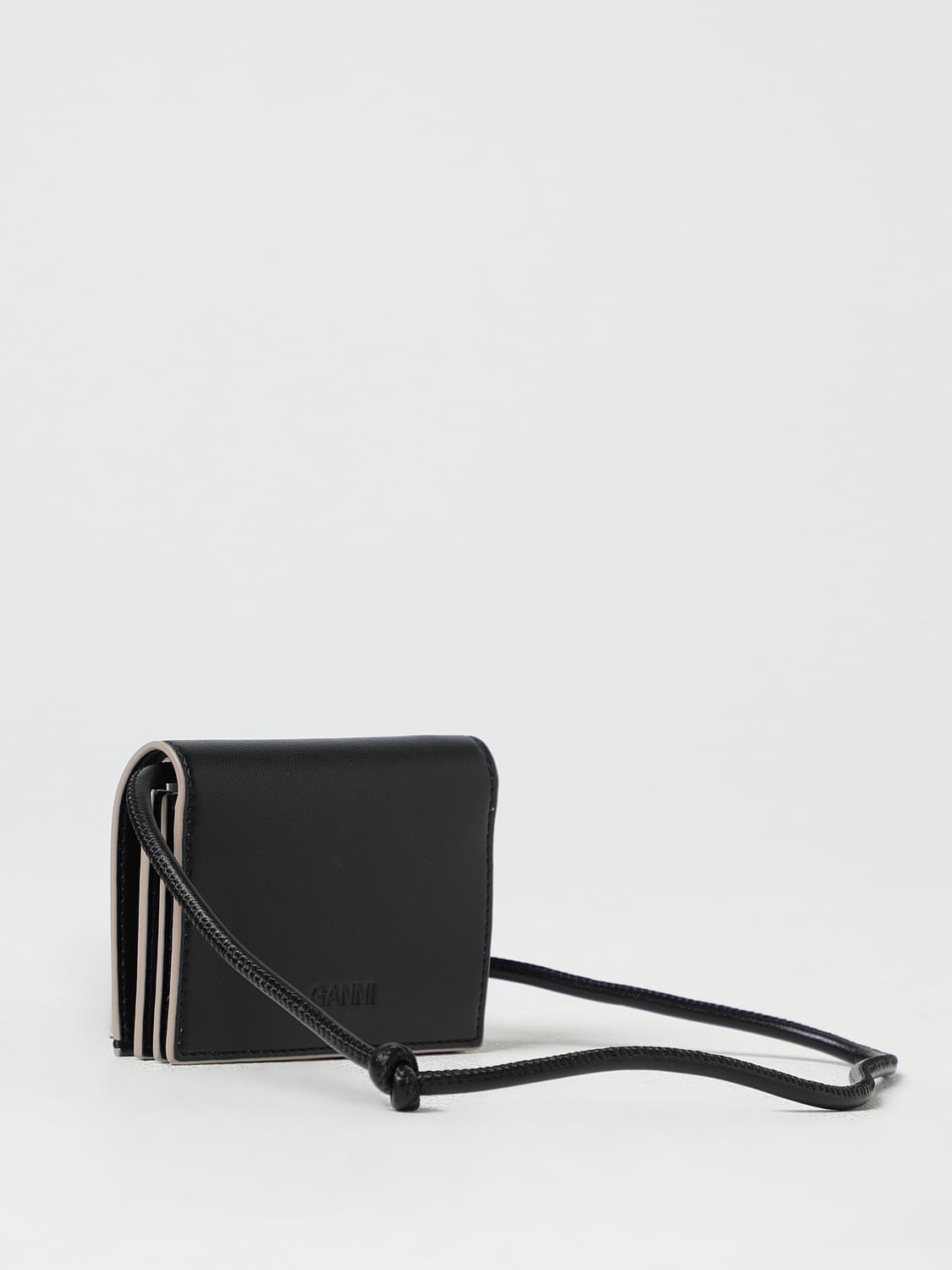 GANNI BORSA MINI: Borsa wallet Ganni in pelle riciclata a grana , Nero - Img 3