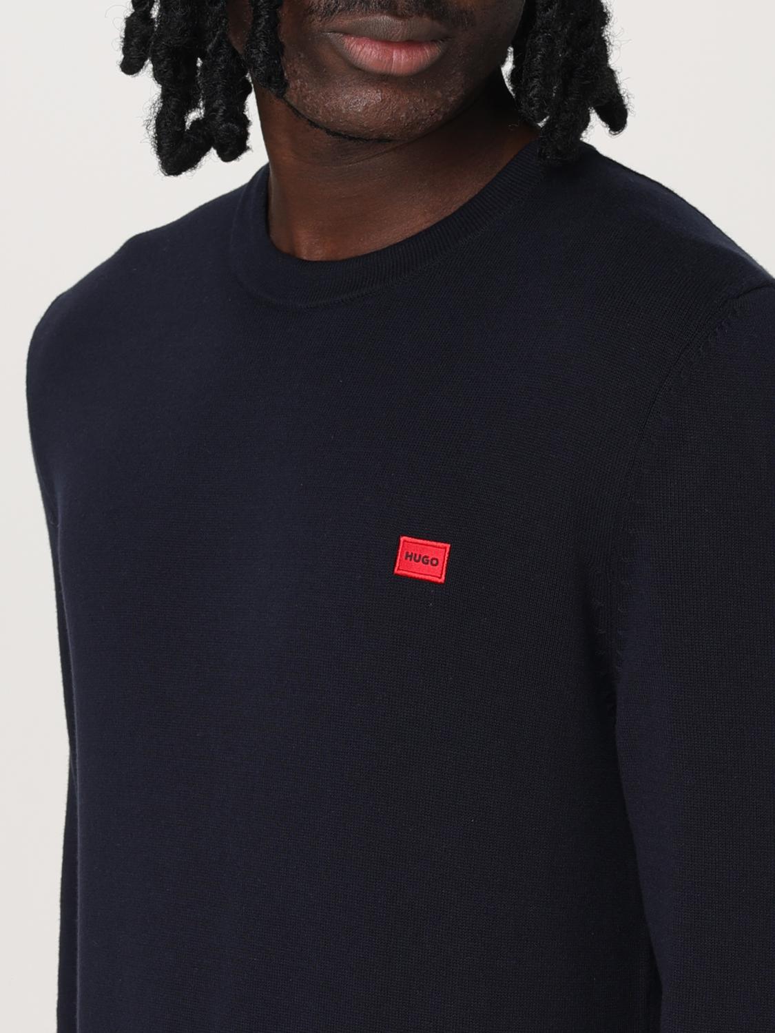 HUGO MAGLIA: Maglia a girocollo con mini logo Hugo, Blue - Img 3