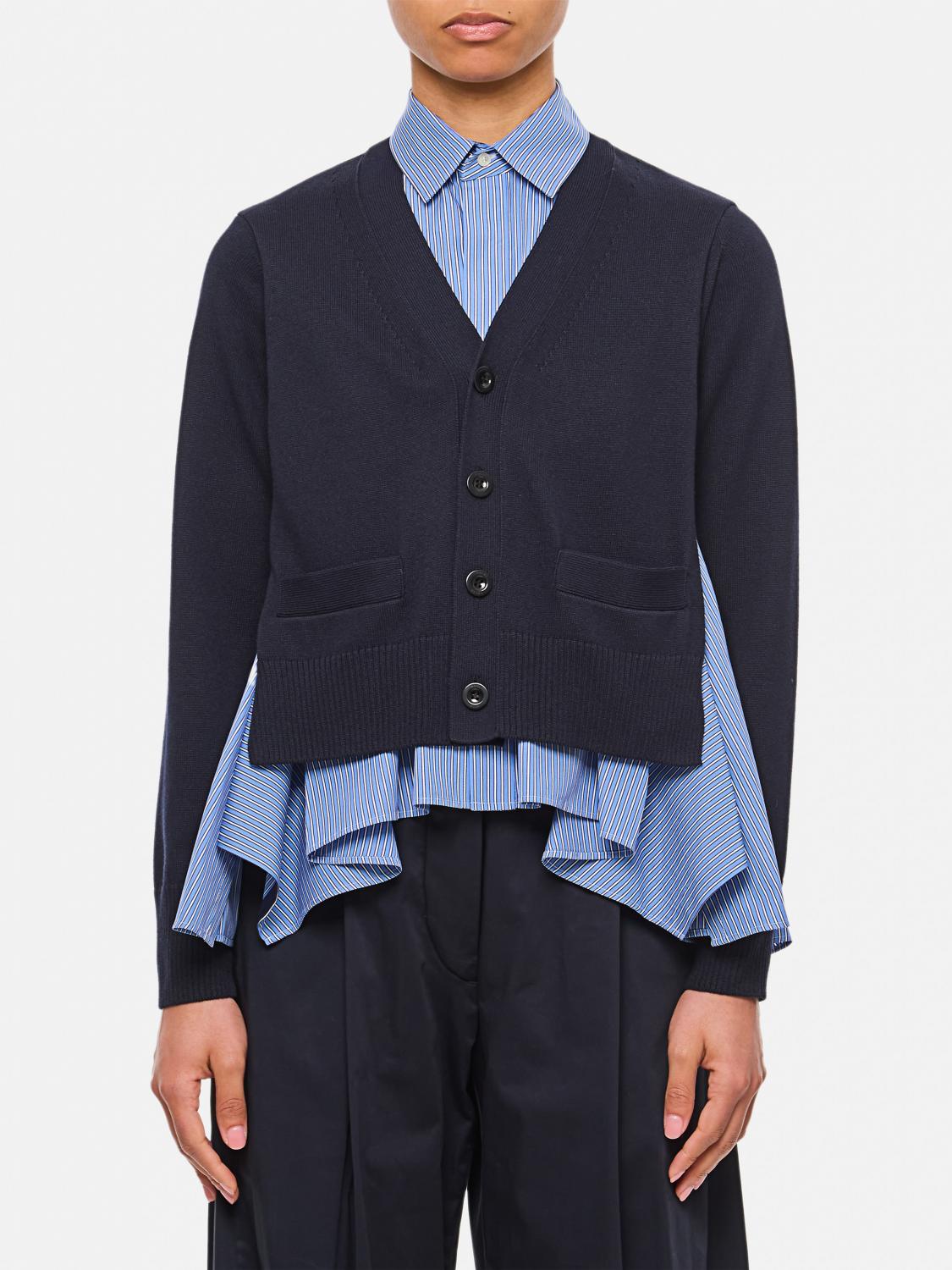 SACAI SHIRT: Sacai cotton blend shirt, Navy - Img 1