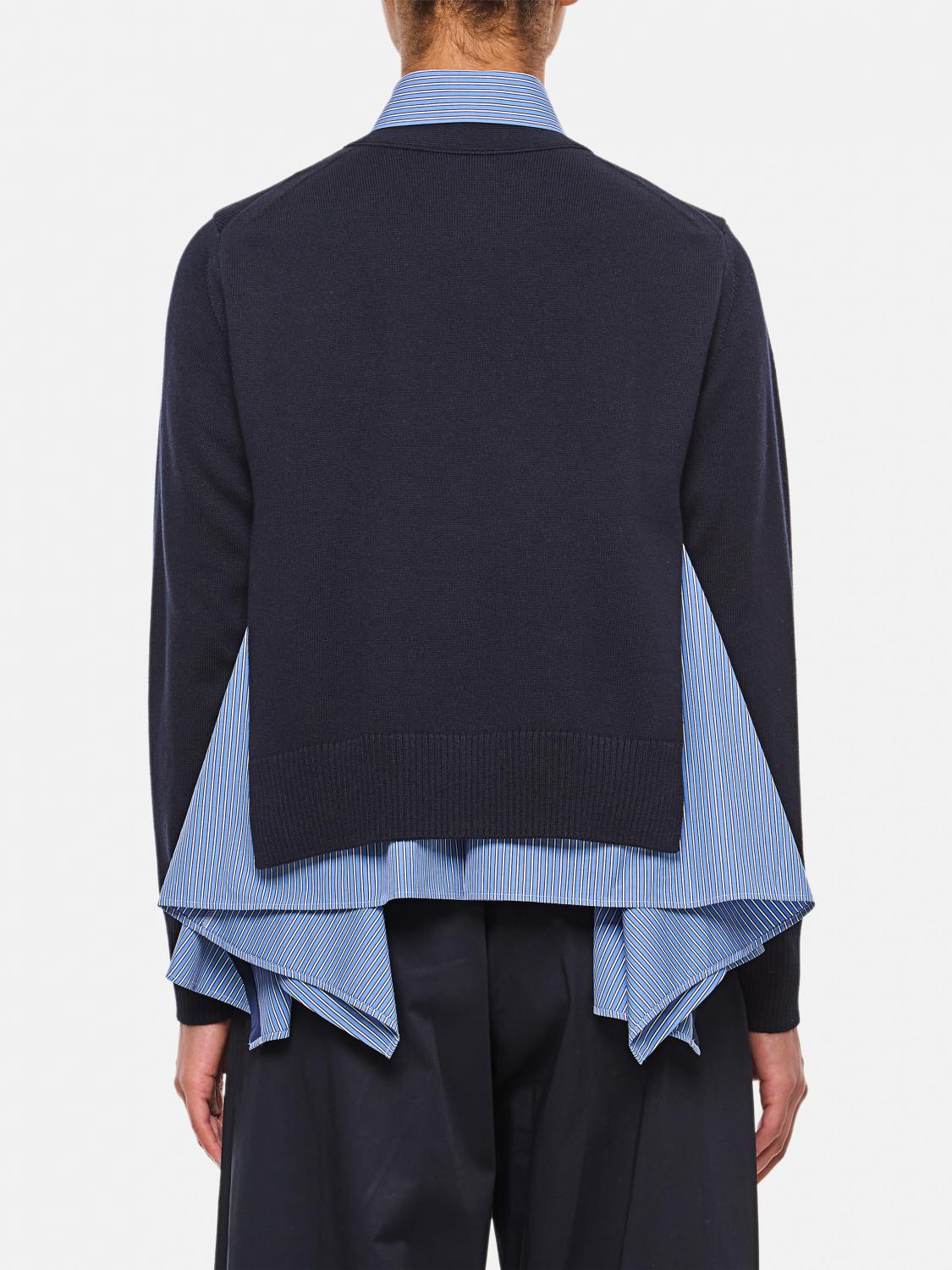 SACAI SHIRT: Sacai cotton blend shirt, Navy - Img 3