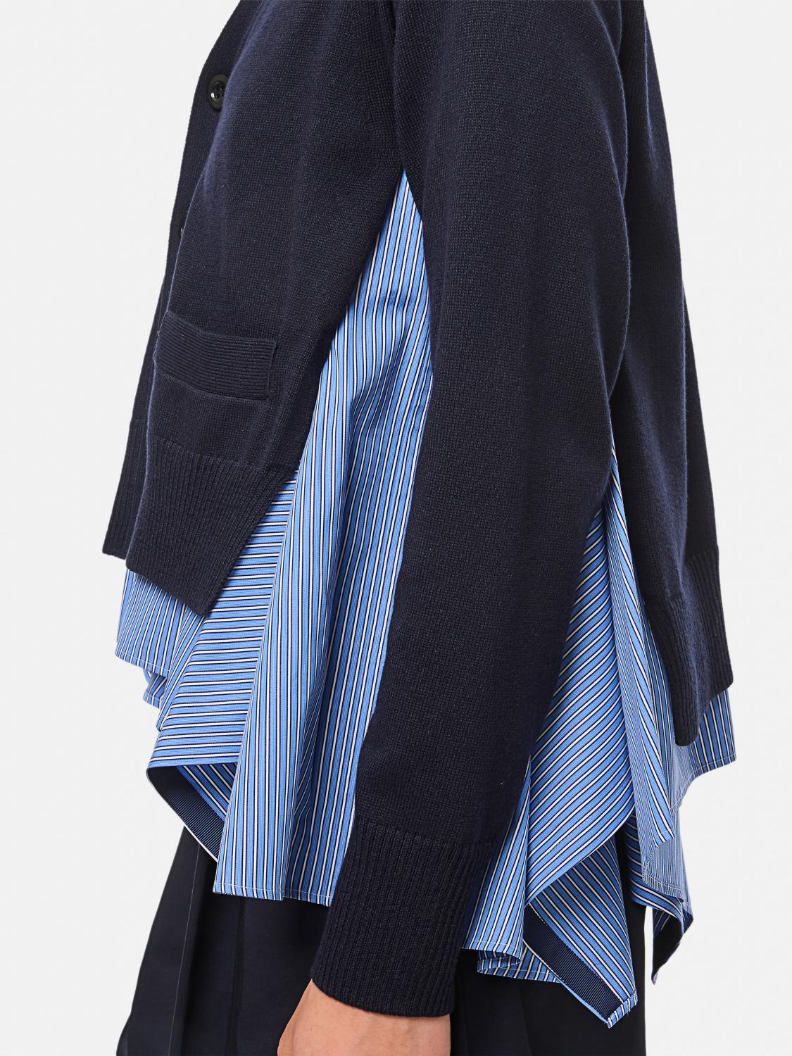 SACAI SHIRT: Sacai cotton blend shirt, Navy - Img 4