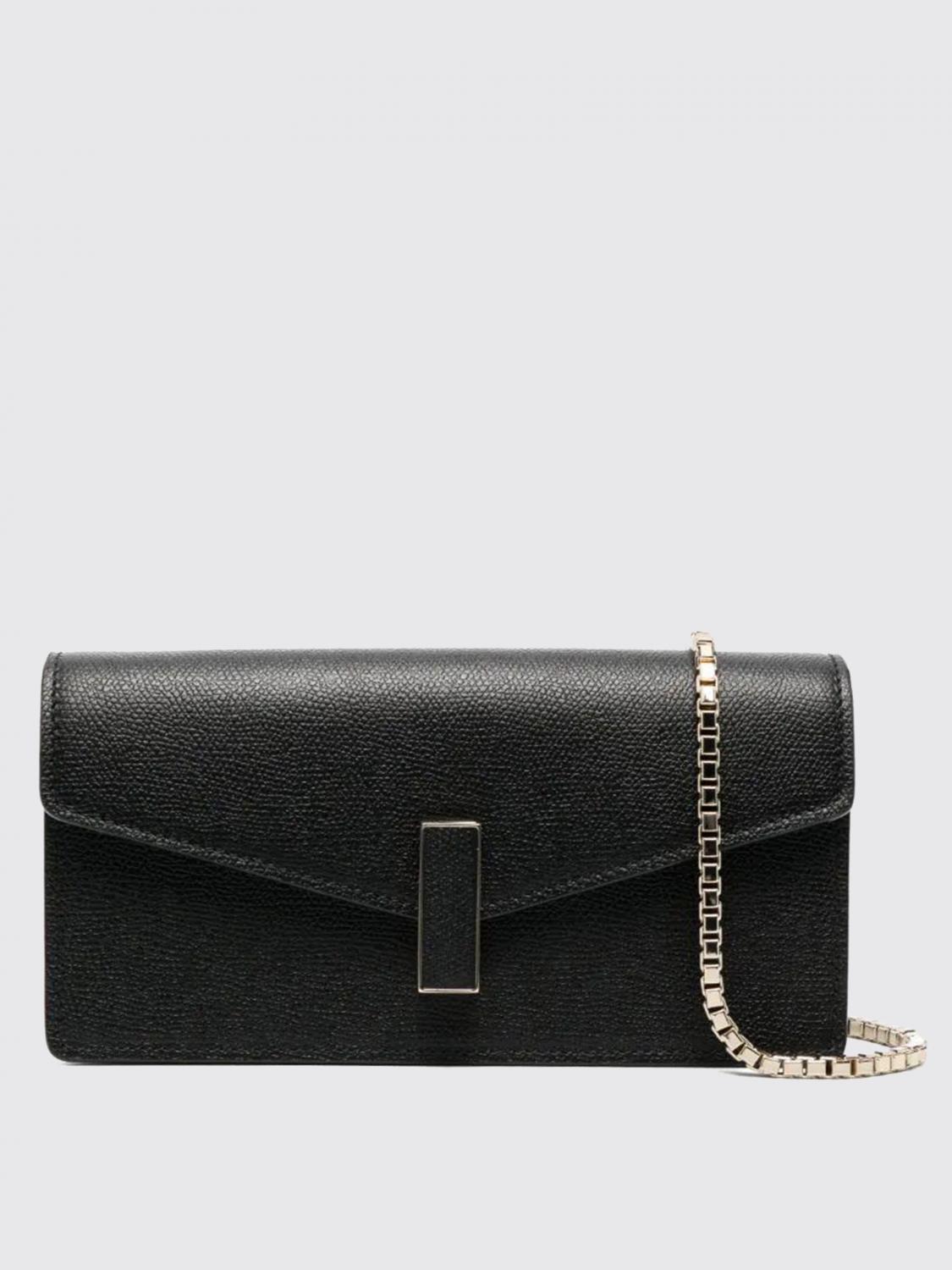 VALEXTRA BORSA A TRACOLLA: Clutch Iside in pelle di vitello martellata Valextra, Nero - Img 1