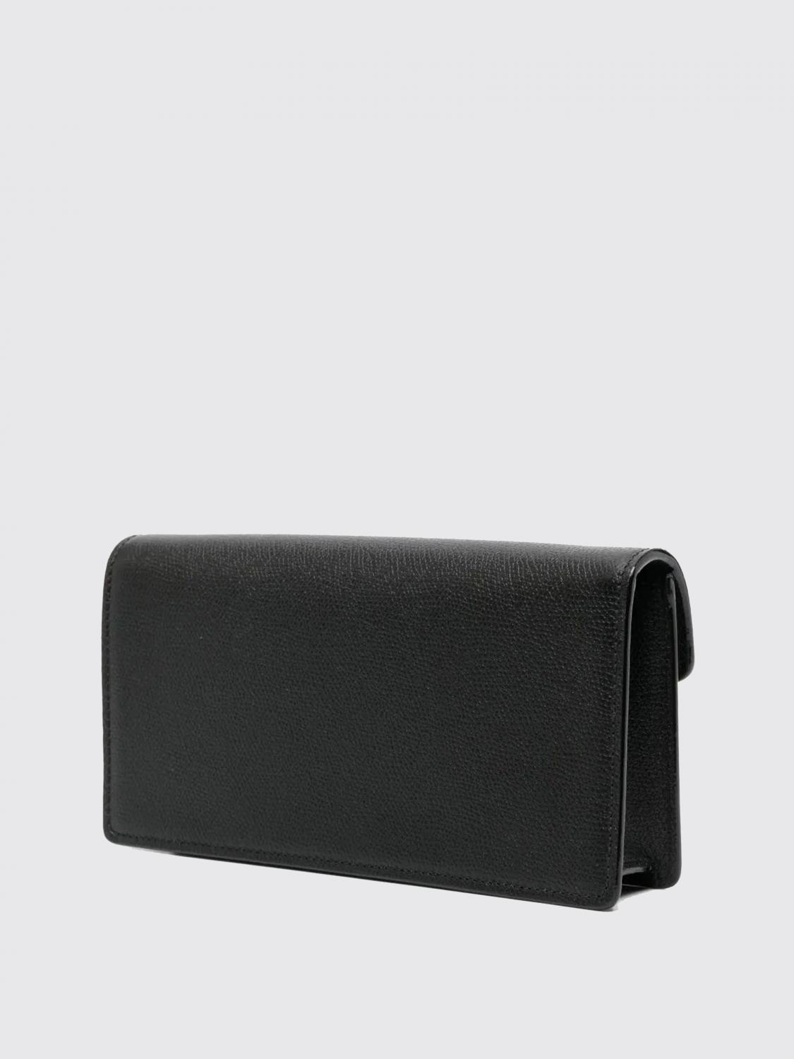 VALEXTRA BORSA A TRACOLLA: Clutch Iside in pelle di vitello martellata Valextra, Nero - Img 3
