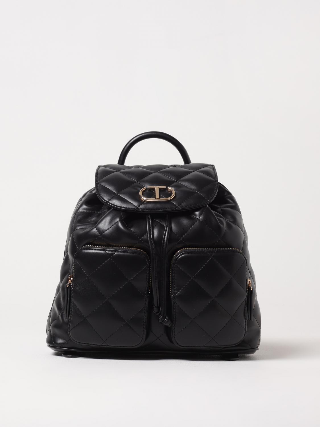 TWINSET ZAINO: Zaino Audrey trapuntato con logo Oval T Twinset, Nero - Img 1