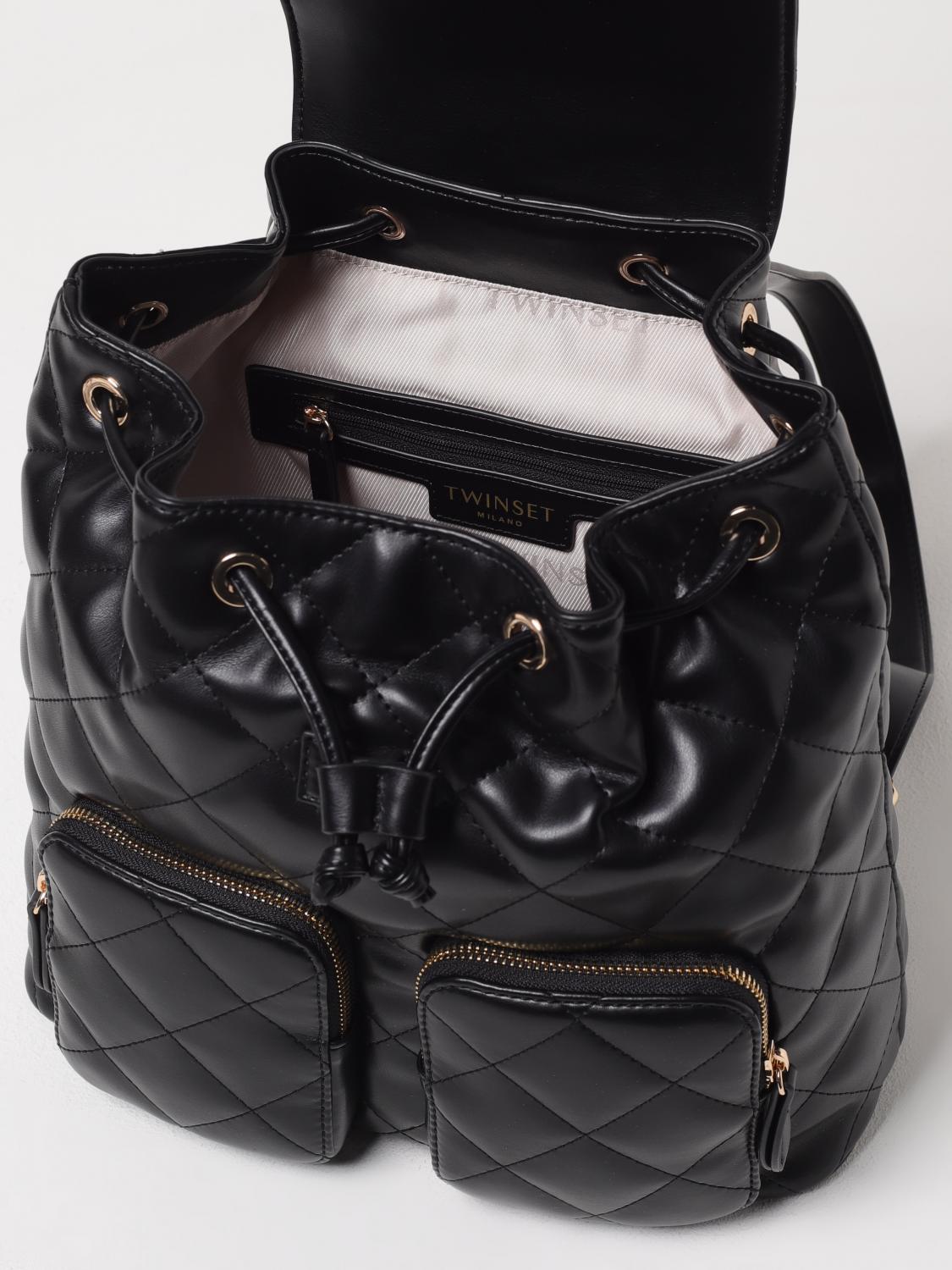 TWINSET ZAINO: Zaino Audrey trapuntato con logo Oval T Twinset, Nero - Img 4