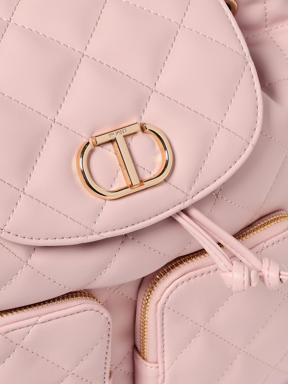 TWINSET ZAINO: Zaino Audrey trapuntato con logo Oval T Twinset, Rosa - Img 3