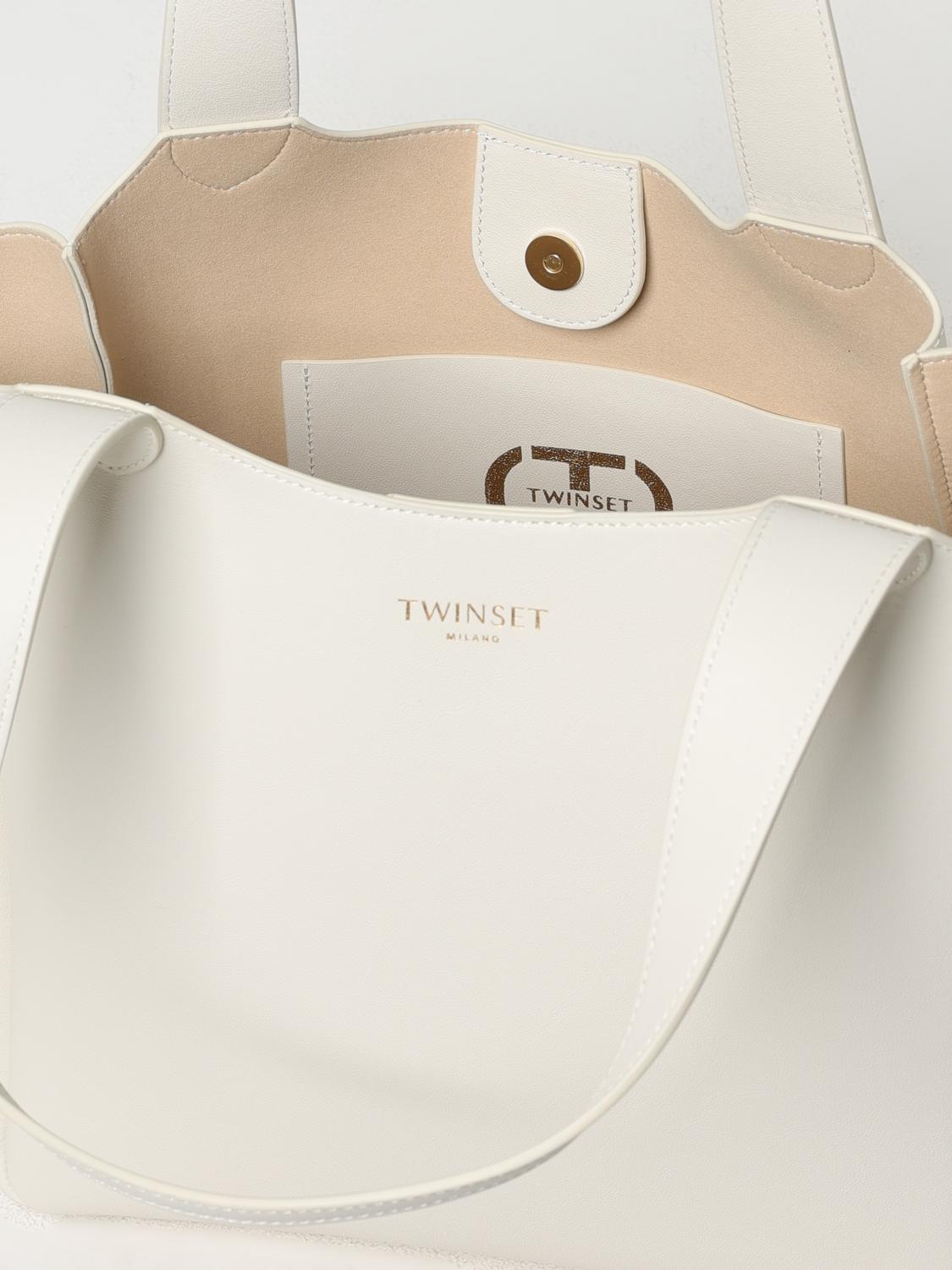 TWINSET BORSA A SPALLA: Borsa Forever Twinset in pelle , Perla - Img 3