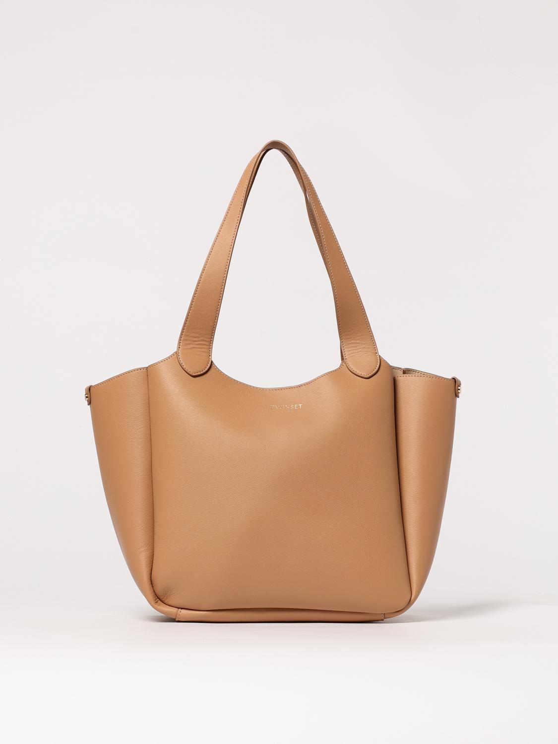 TWINSET BORSA A SPALLA: Borsa Forever Twinset in pelle , Cammello - Img 1