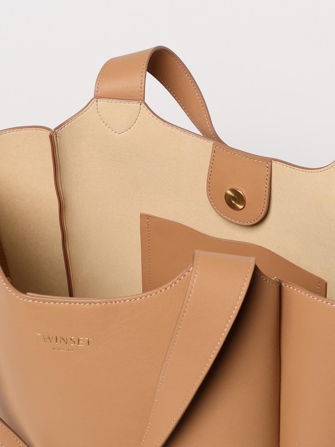 TWINSET BORSA A SPALLA: Borsa Forever Twinset in pelle , Cammello - Img 3