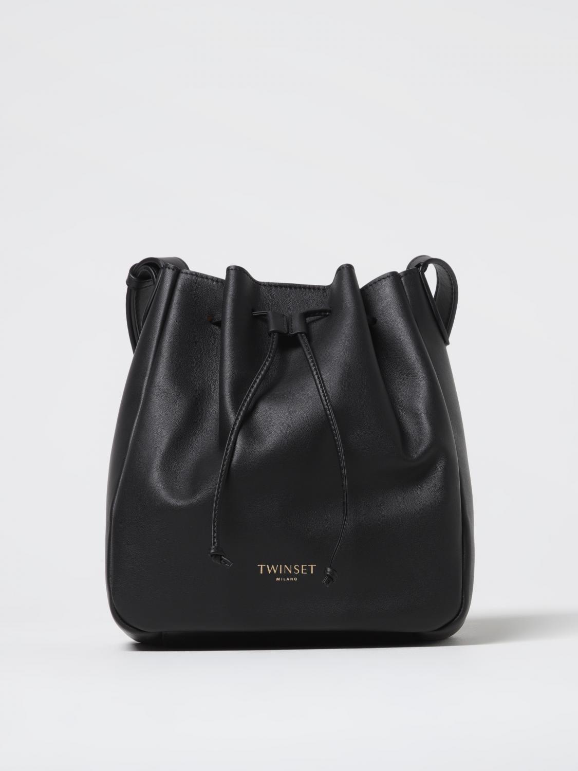 TWINSET BORSA A TRACOLLA: Borsa a secchiello Forever Twinset in pelle , Nero - Img 1