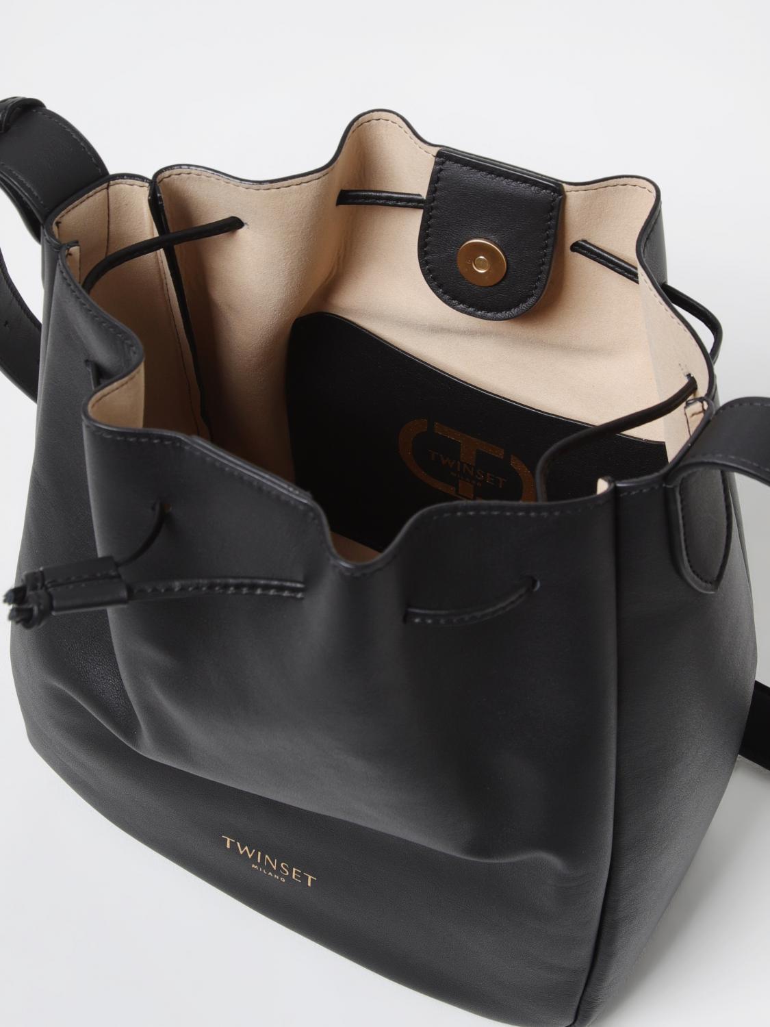 TWINSET BORSA A TRACOLLA: Borsa a secchiello Forever Twinset in pelle , Nero - Img 3