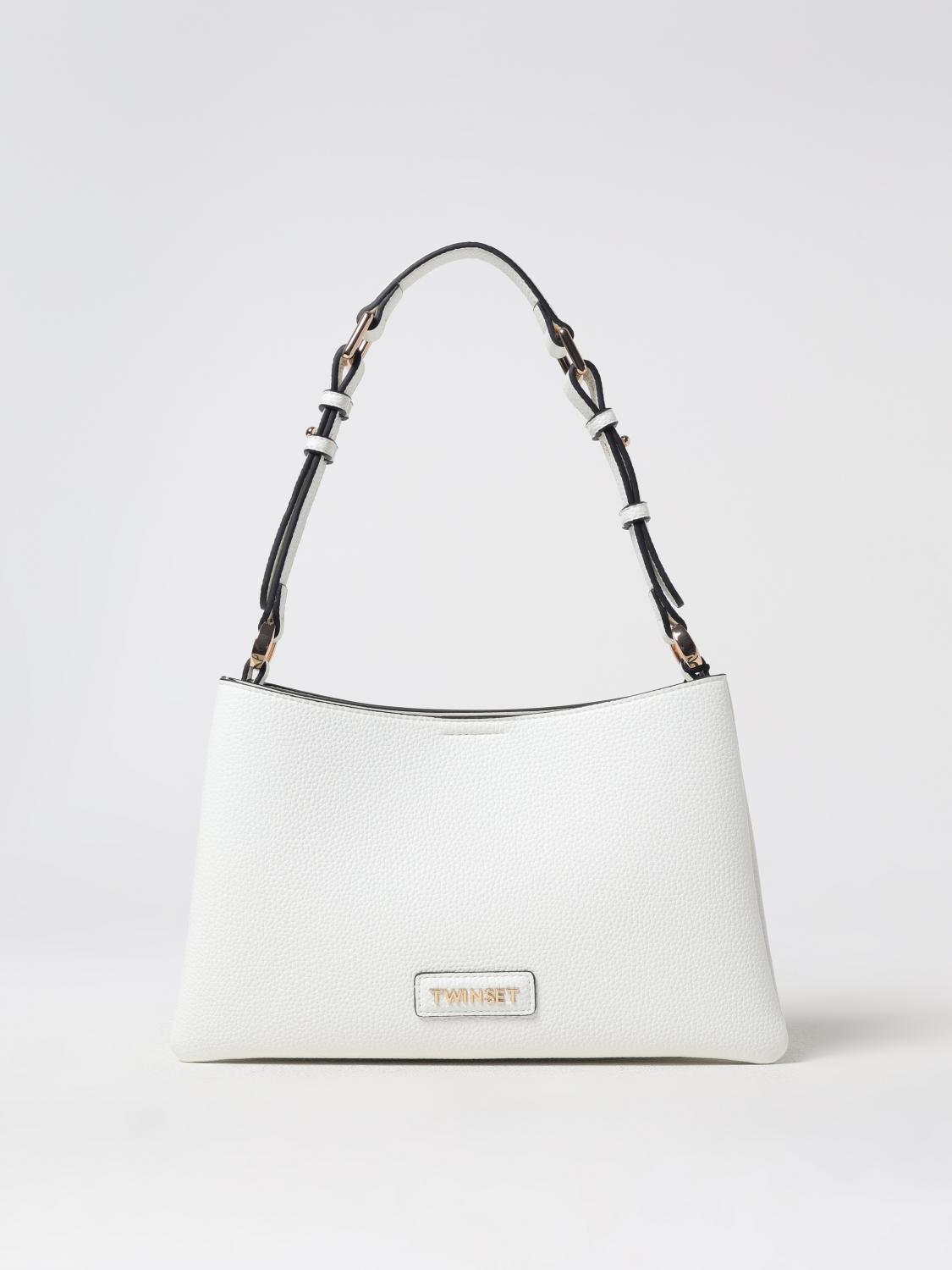 TWINSET BORSA A SPALLA: Borsa Twinset in pelle sintetica a grana , Bianco - Img 1