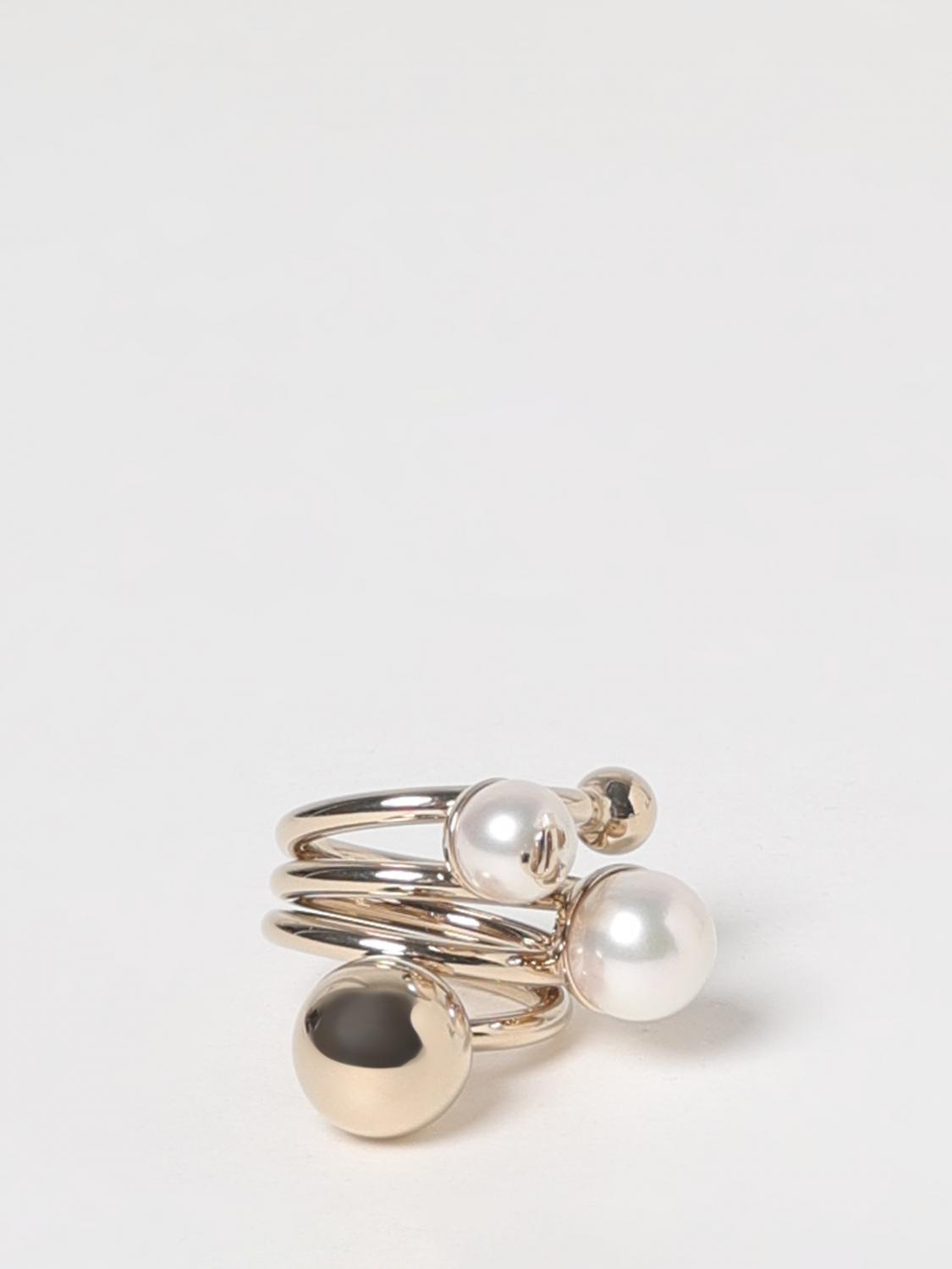 JIMMY CHOO GIOIELLO: Anello Jimmy Choo in ottone con perle sintetiche , Marrone - Img 1