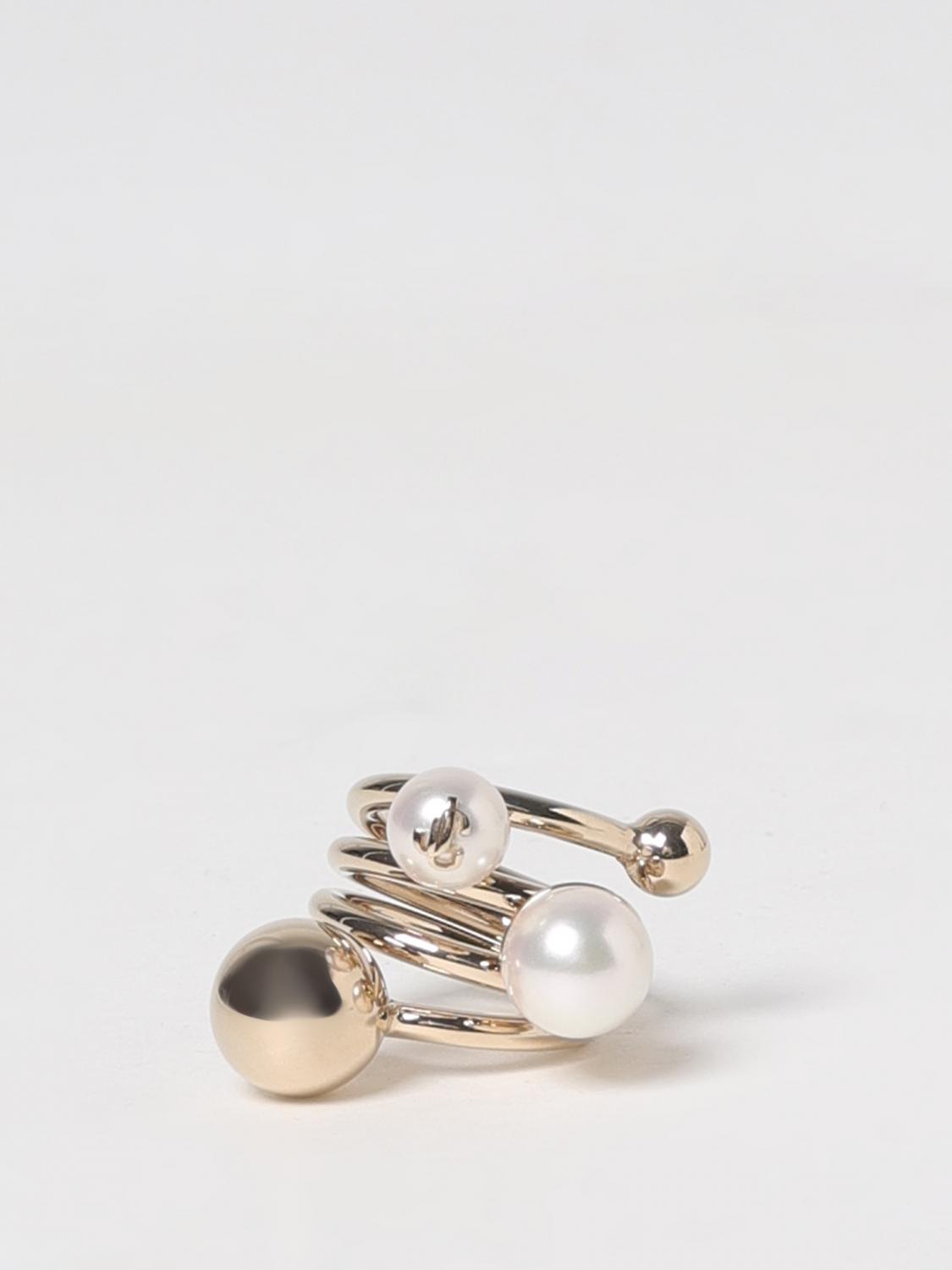 JIMMY CHOO GIOIELLO: Anello Jimmy Choo in ottone con perle sintetiche , Marrone - Img 2