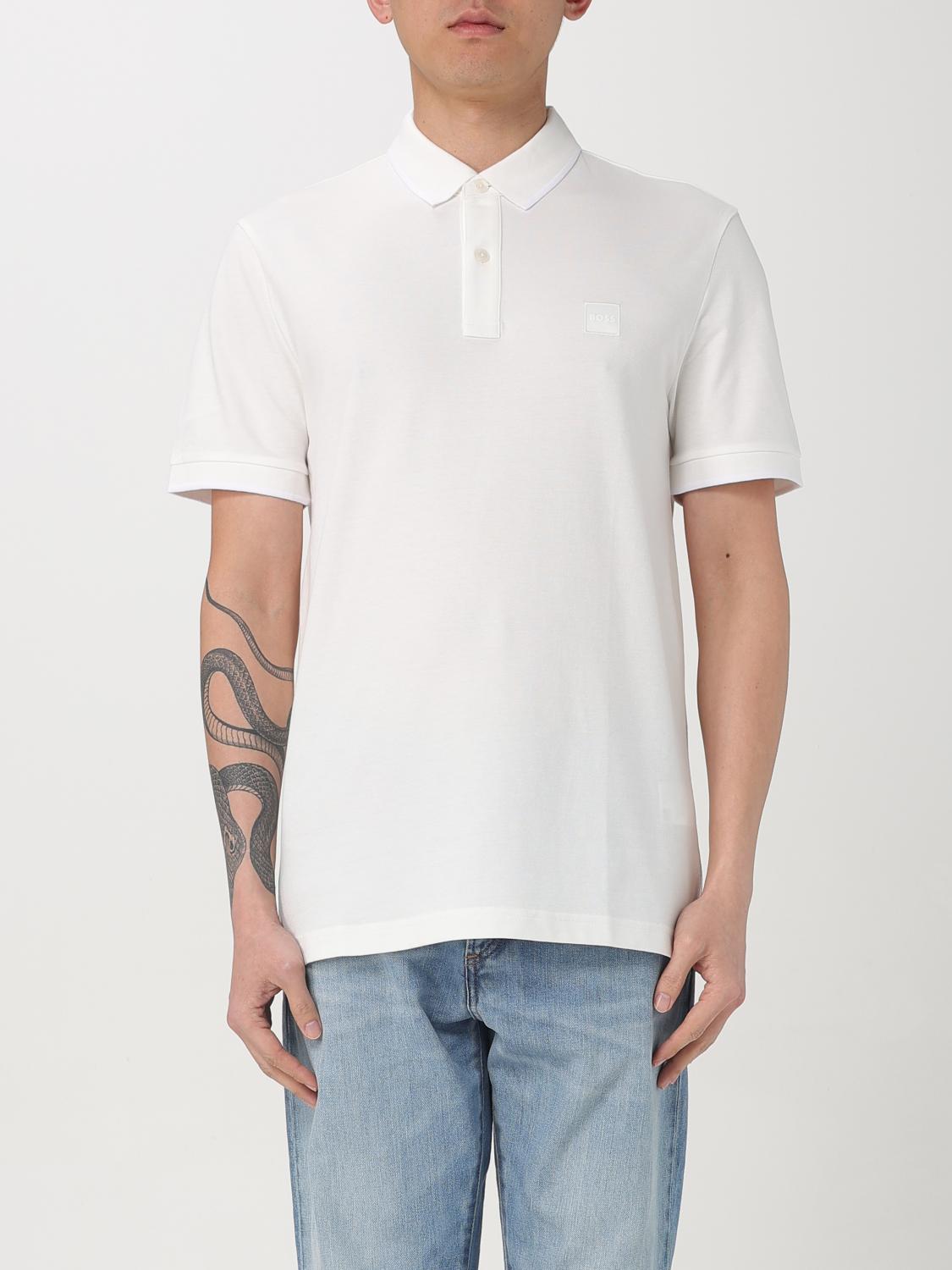 BOSS POLO: Polo de algodón con mini logo Boss, Blanco - Img 1