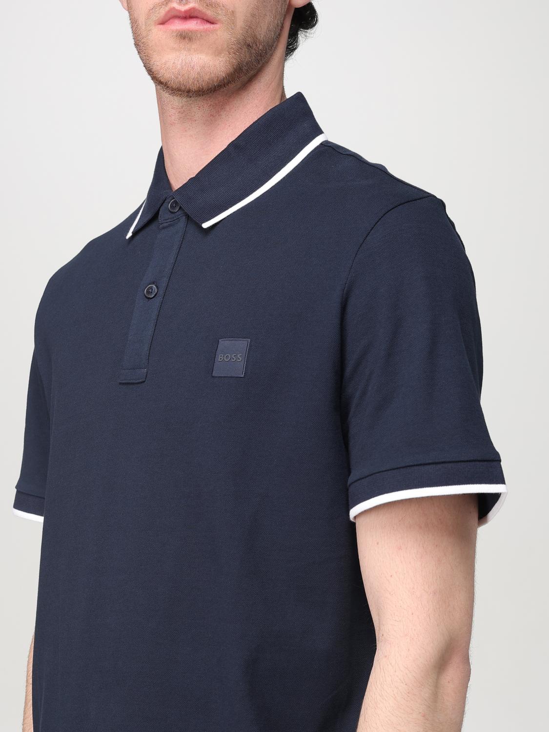 BOSS POLO: Polo de algodón con mini logo Boss, Azul Oscuro - Img 3