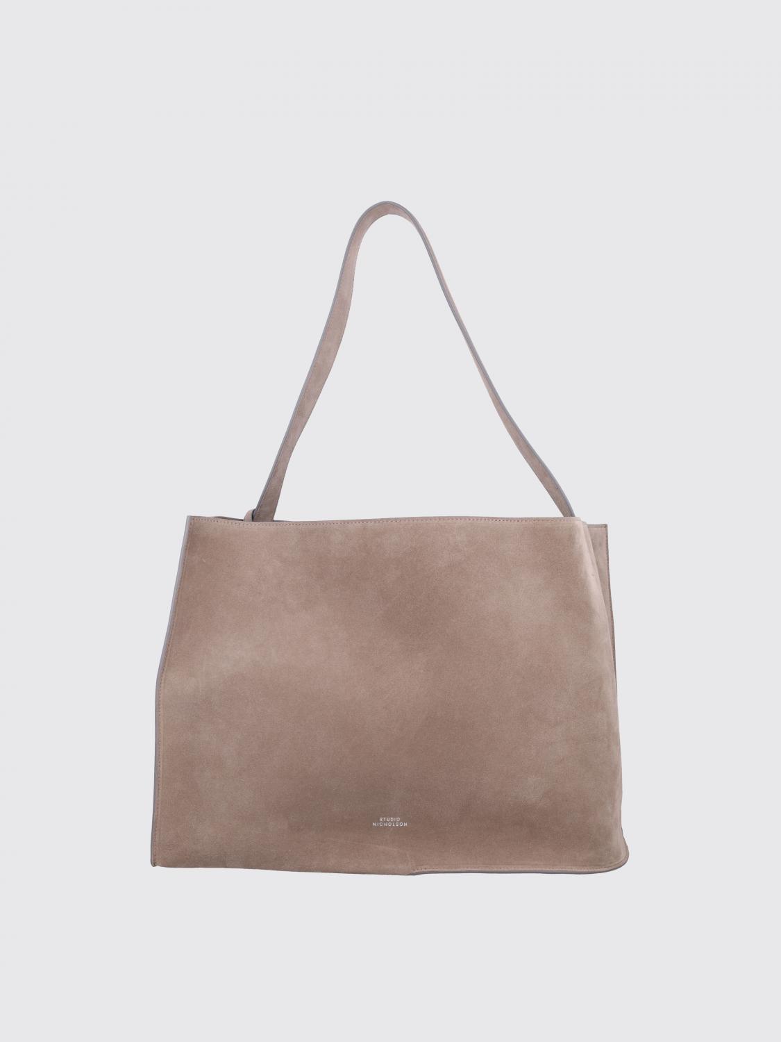 STUDIO NICHOLSON BORSA A SPALLA: Borsa Doublet Studio Nicholson in pelle a grana , Tortora - Img 1