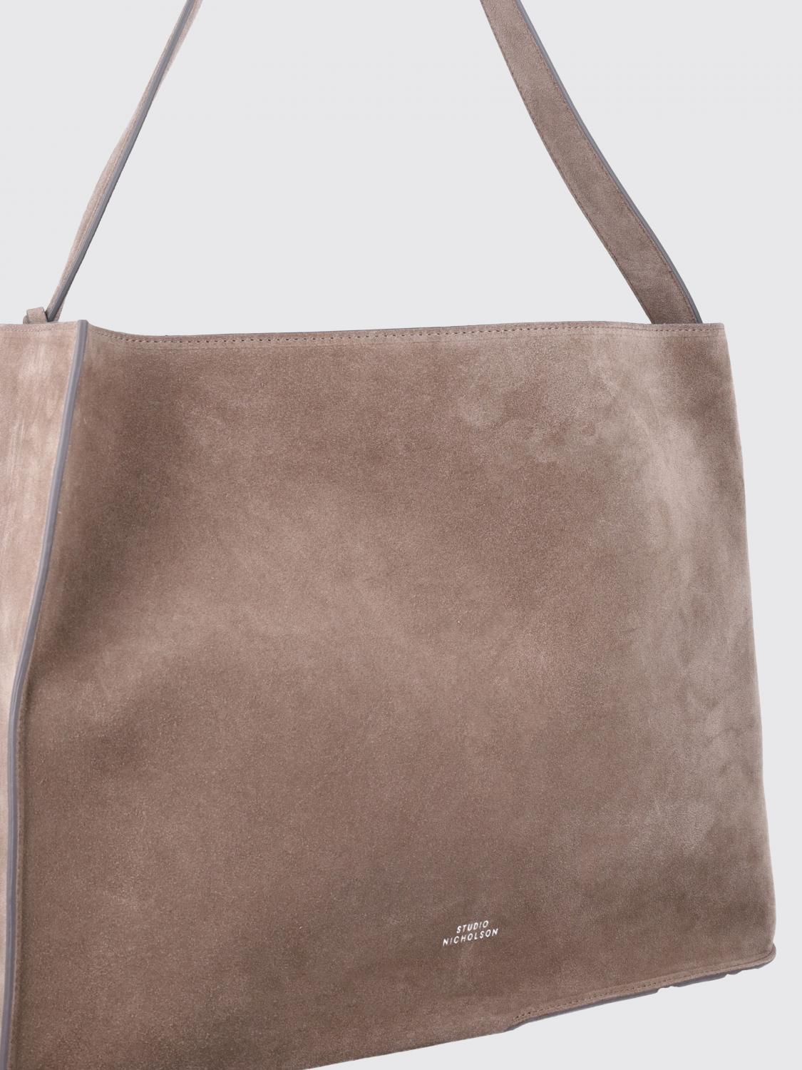 STUDIO NICHOLSON BORSA A SPALLA: Borsa Doublet Studio Nicholson in pelle a grana , Tortora - Img 3