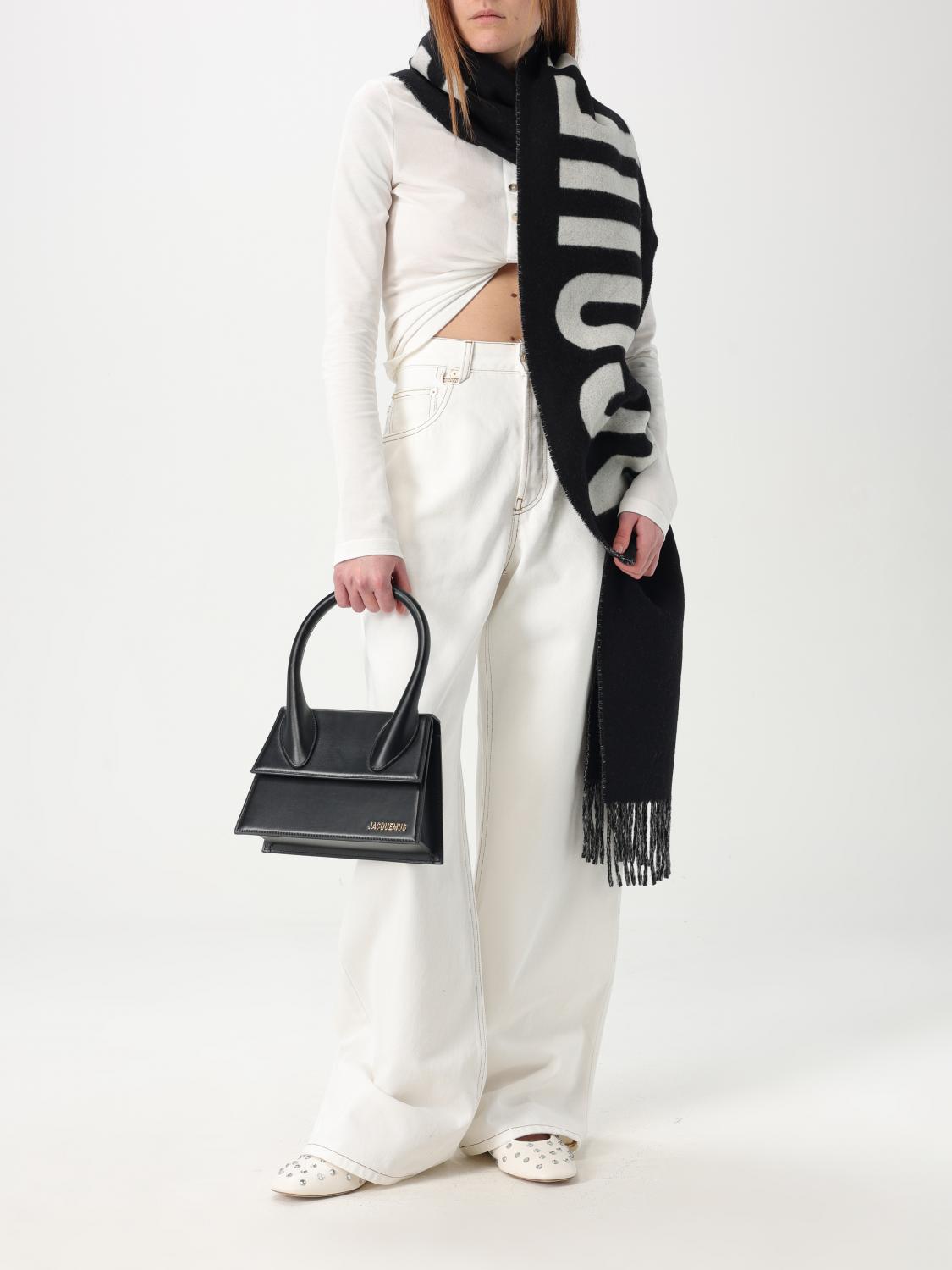 JACQUEMUS SCIARPA: Sciarpa Jacquemus in lana vergine con logo jacquard , Nero - Img 4