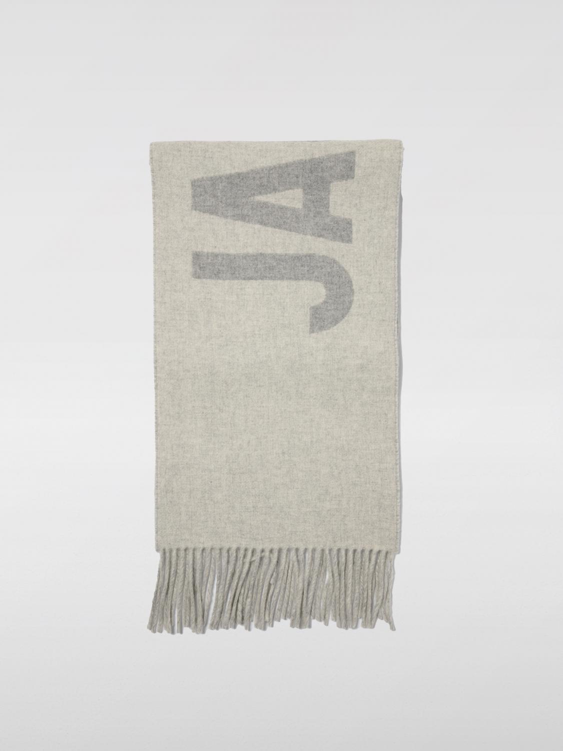 JACQUEMUS SCIARPA: Sciarpa Jacquemus in lana vergine con logo jacquard , Grigio - Img 1