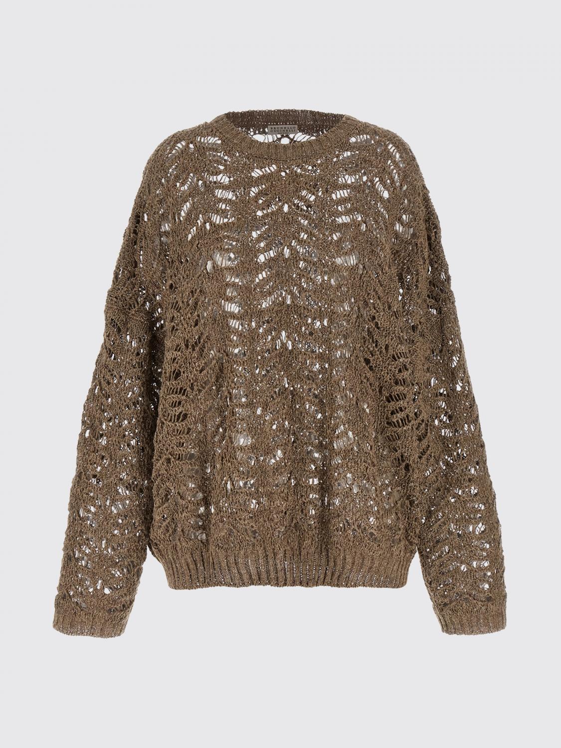 BRUNELLO CUCINELLI PULLOVER: Pullover damen Brunello Cucinelli, Braun - Img 1