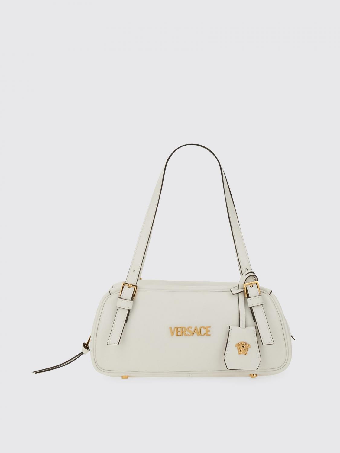 VERSACE BORSA A SPALLA: Borsa Tag Bowling Versace in pelle , Bianco - Img 1