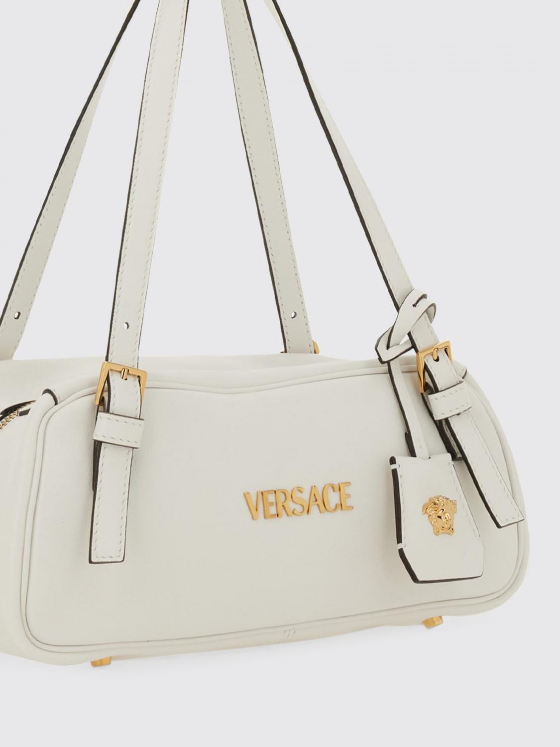VERSACE BORSA A SPALLA: Borsa Tag Bowling Versace in pelle , Bianco - Img 4