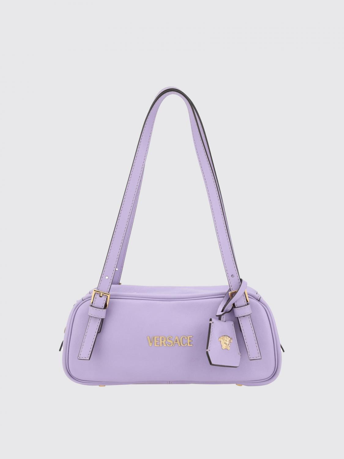 VERSACE BORSA A SPALLA: Borsa Tag Bowling Versace in pelle , Lilla - Img 1