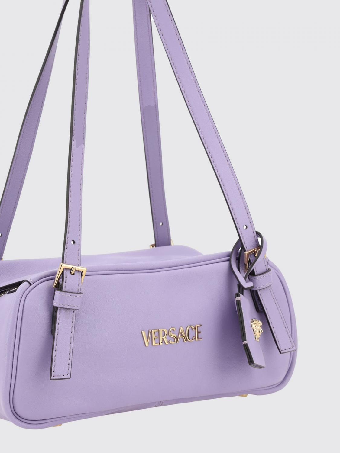 VERSACE BORSA A SPALLA: Borsa Tag Bowling Versace in pelle , Lilla - Img 3