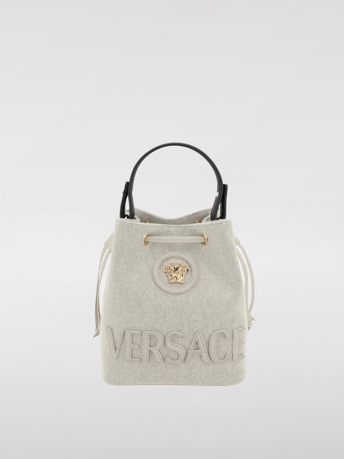 VERSACE BORSA MINI: Borsa Medusa Versace in canvas e pelle , Ghiaccio - Img 1