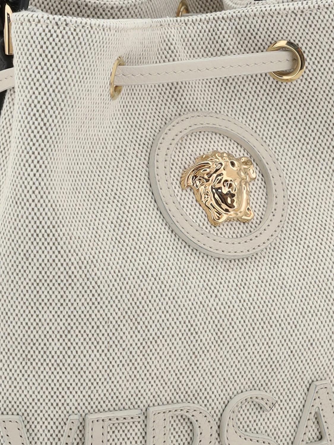 VERSACE BORSA MINI: Borsa Medusa Versace in canvas e pelle , Ghiaccio - Img 3