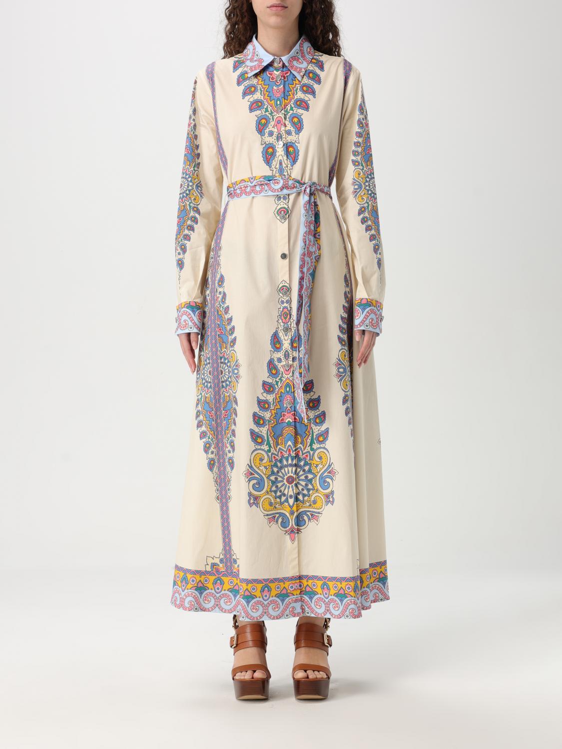 ETRO ABITO: Abito chemisier Etro in cotone con stampa Paisley , Avorio - Img 1
