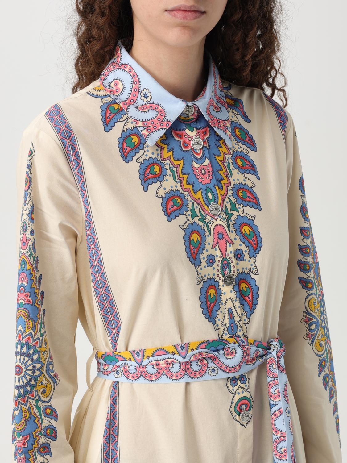 ETRO ABITO: Abito chemisier Etro in cotone con stampa Paisley , Avorio - Img 4